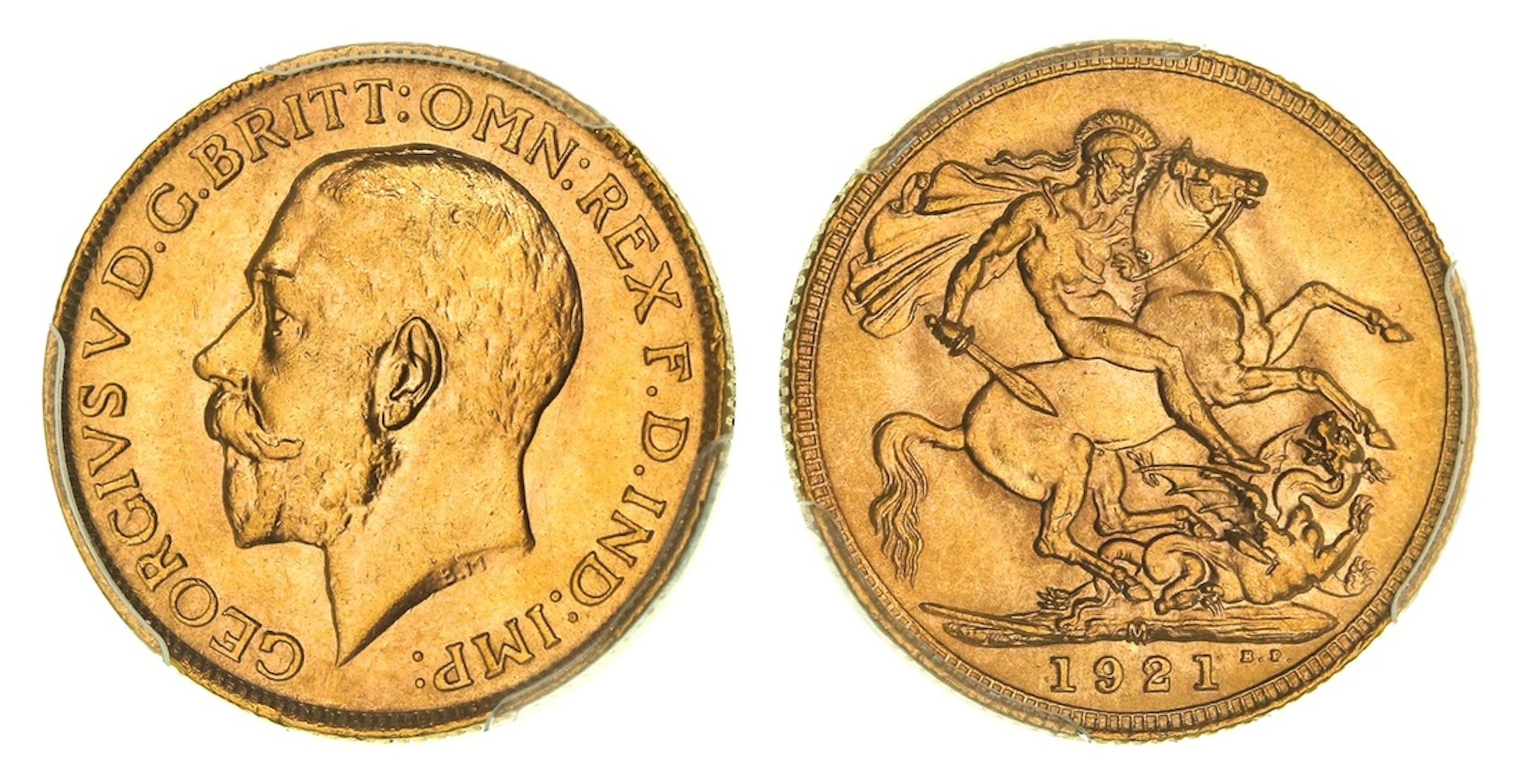 PCGS MS63 | Australia, George V (1910-1936), Sovereign, 1921-M, Melbourne