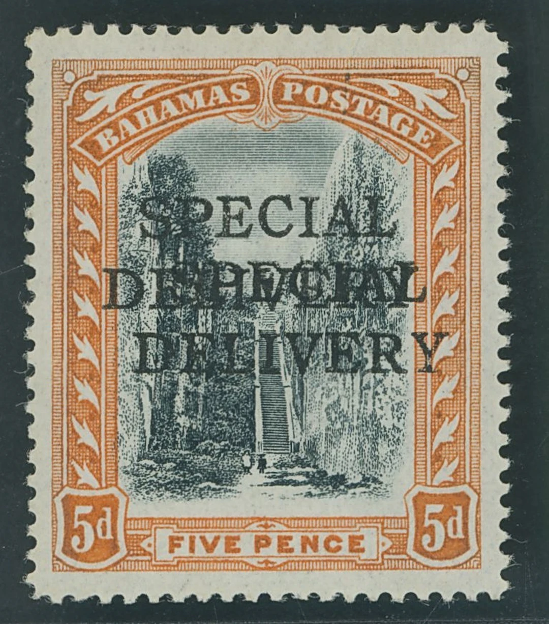 Bahamas 1916 (1 May) Special Delivery 5d. black and orange, variety