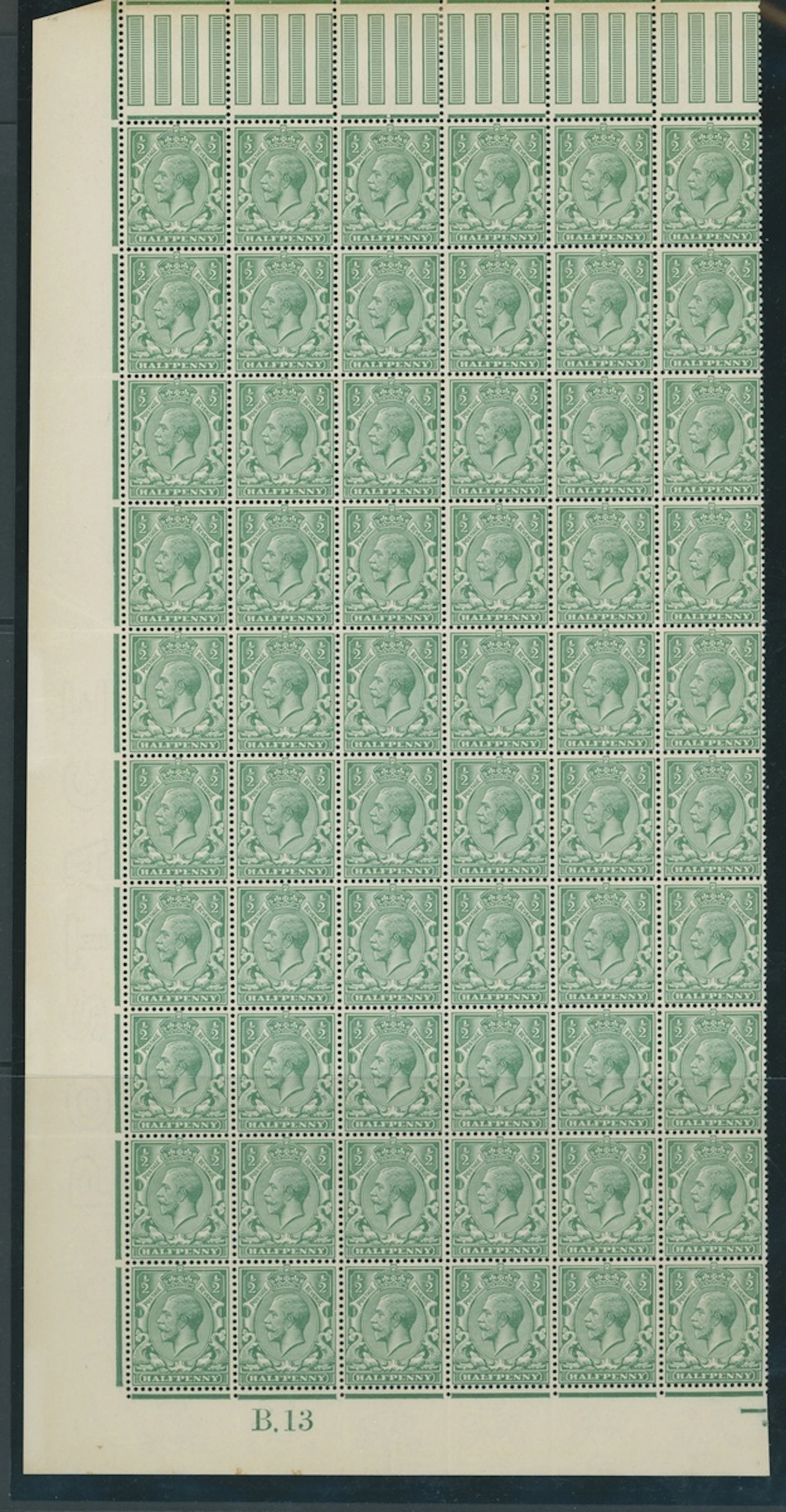 Great Britain King George V 1912-24, Watermark Simple Cypher ½d. blue-green