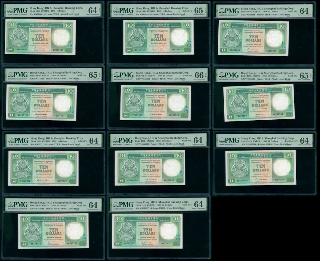 HongKong & Shanghai Banking Corporation, a set of fancy serial number