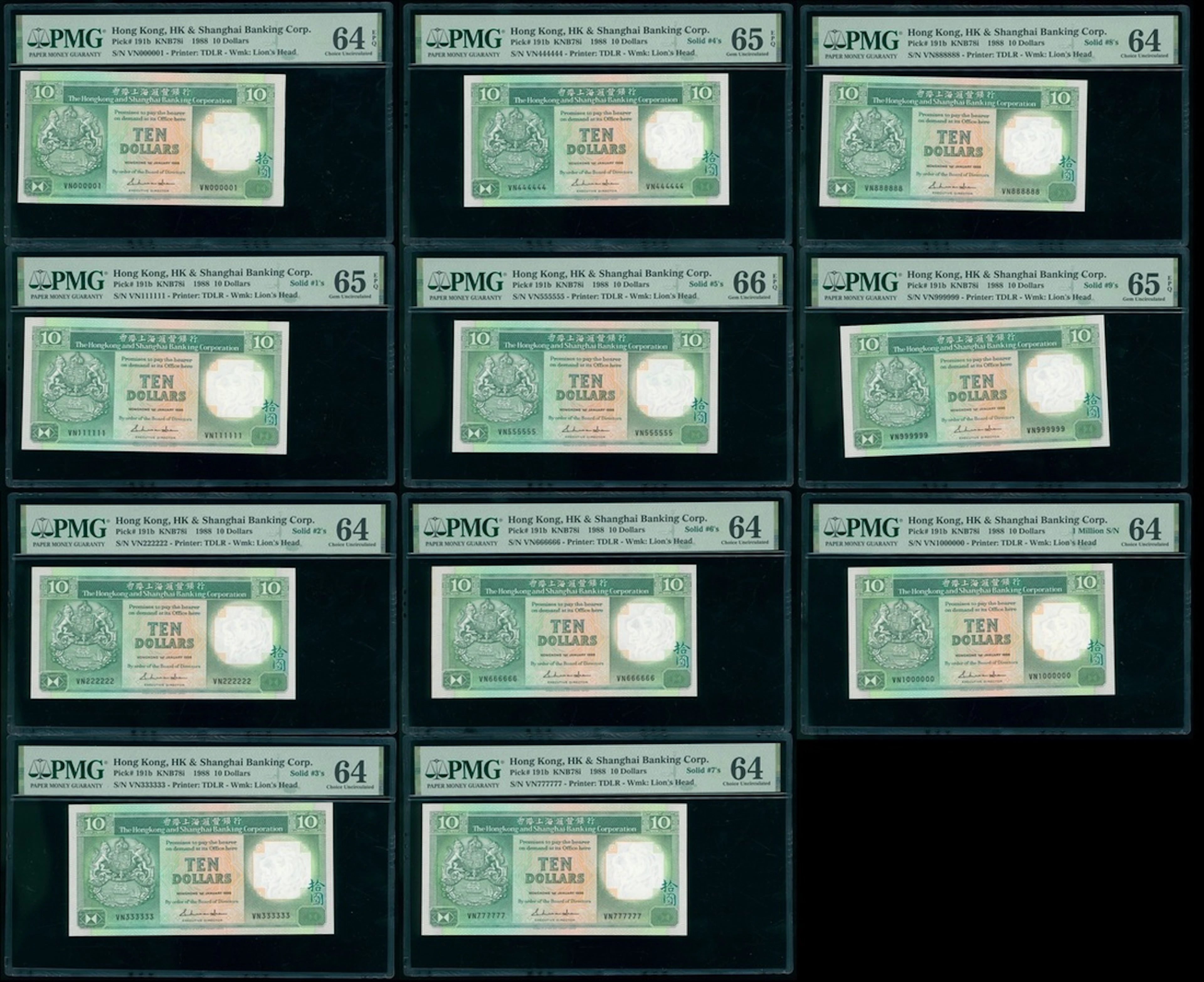 HongKong & Shanghai Banking Corporation, a set of fancy serial number