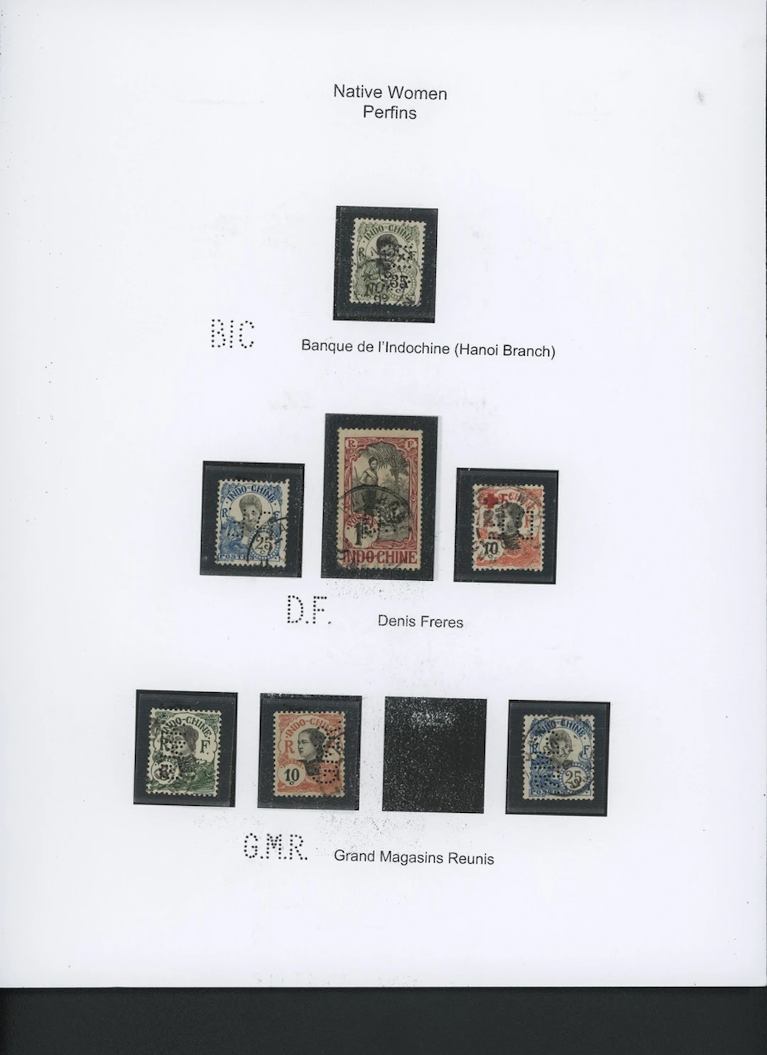 Indo-China French Indo-Chinese Post Office 1907 Native Women issue
