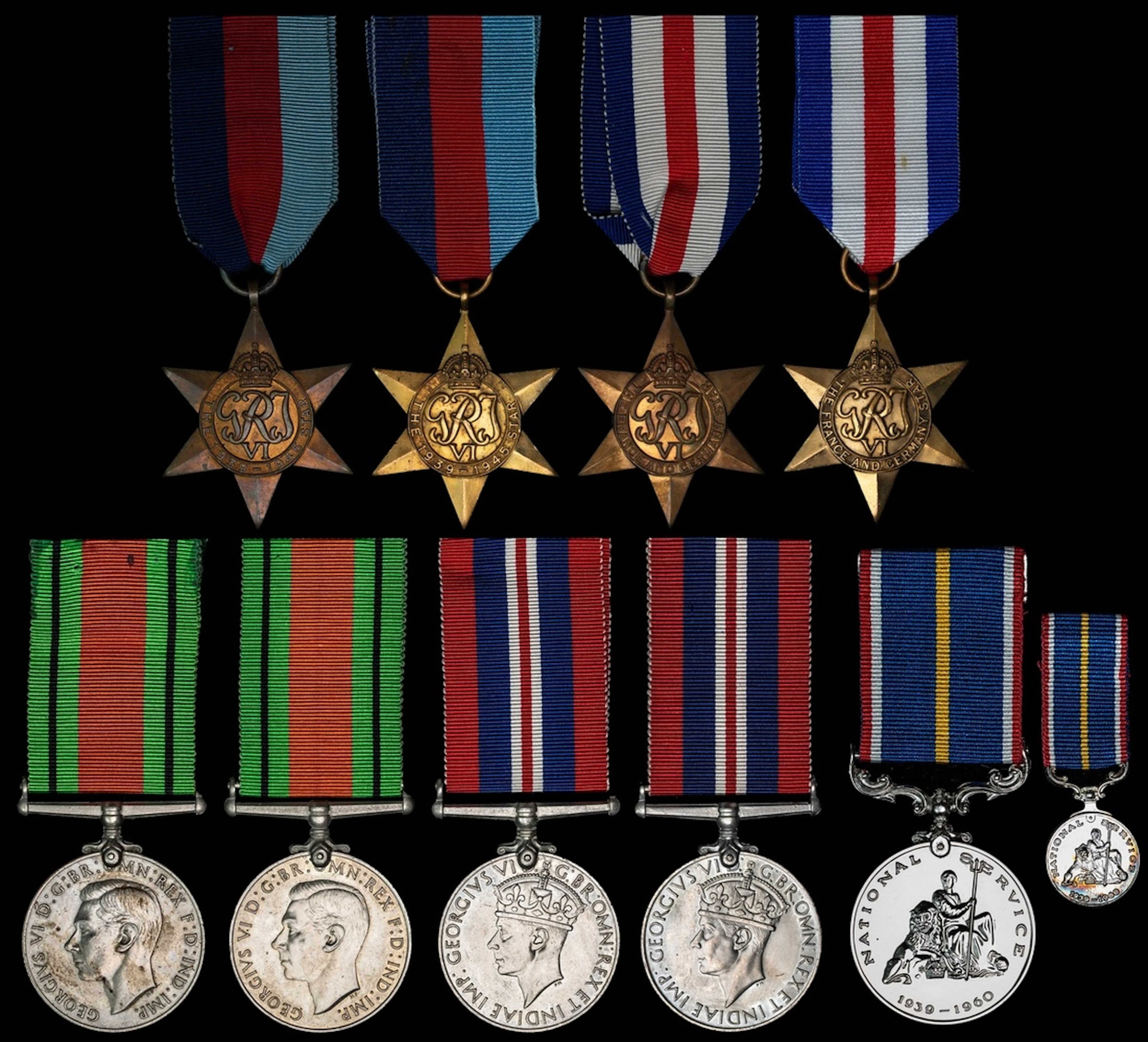 1939-45 Star (7), France and Germany Star (2), Defence Medal 1939-45