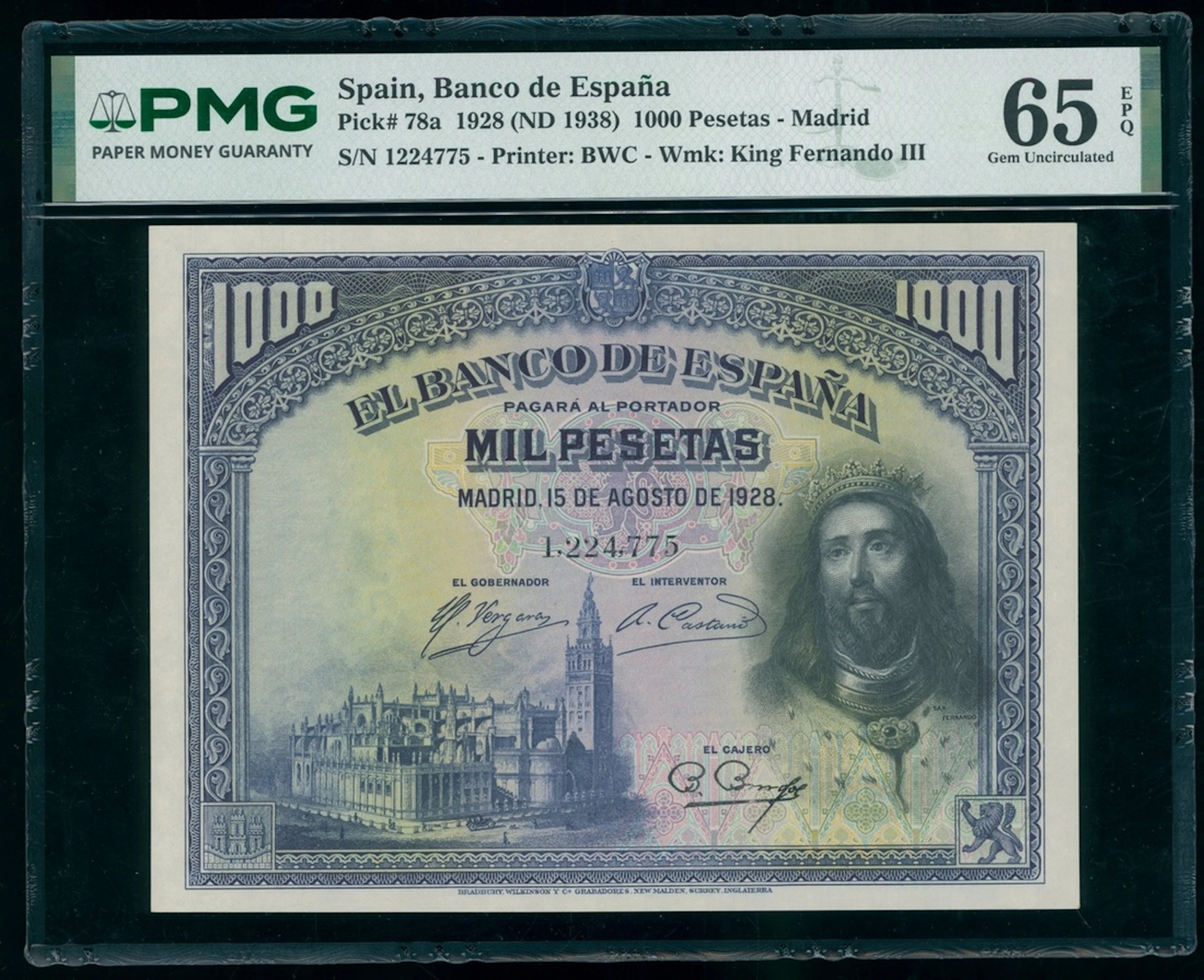 Banco de Espana, Spain, 1000 pesetas, 1928, serial number 1224775, (Pick 78a)