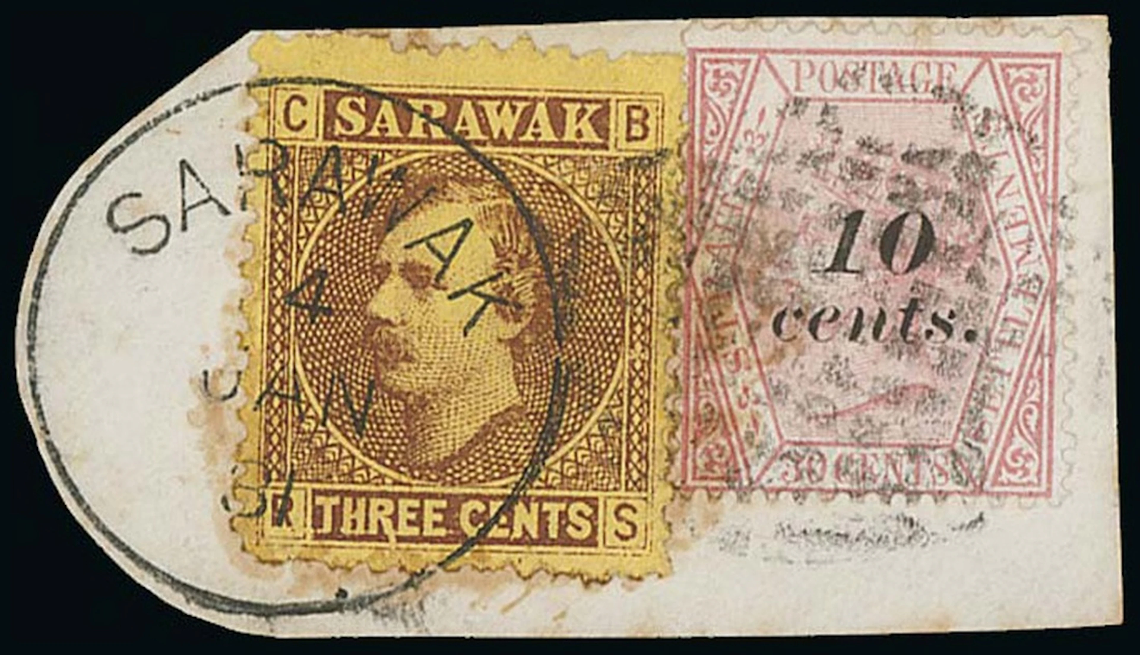 Sarawak 1871 Sir James Brooke Combination Covers and Pieces 1881 (4