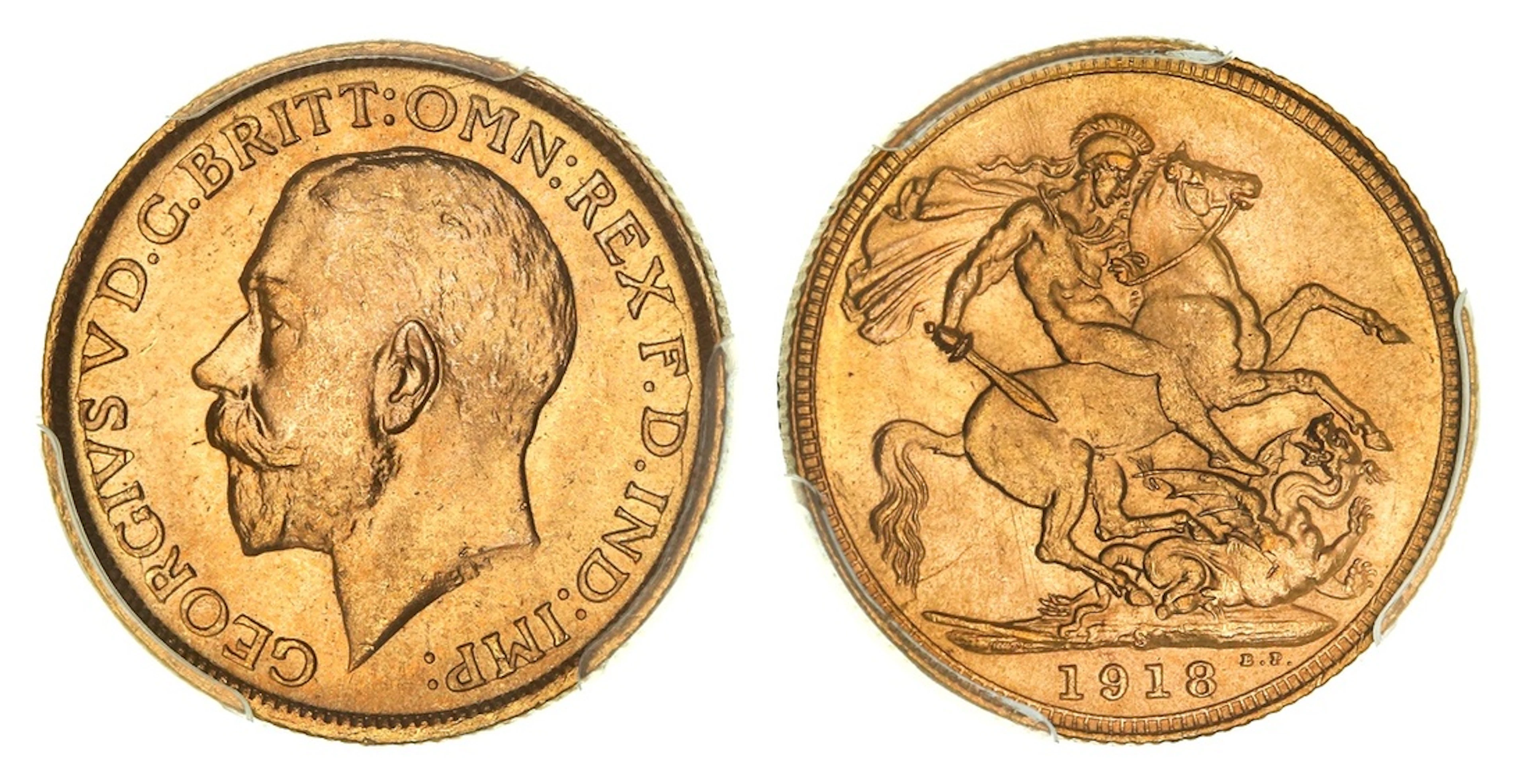 PCGS MS65 | Australia, George V (1910-1936), Sovereign, 1918-S, Sydney