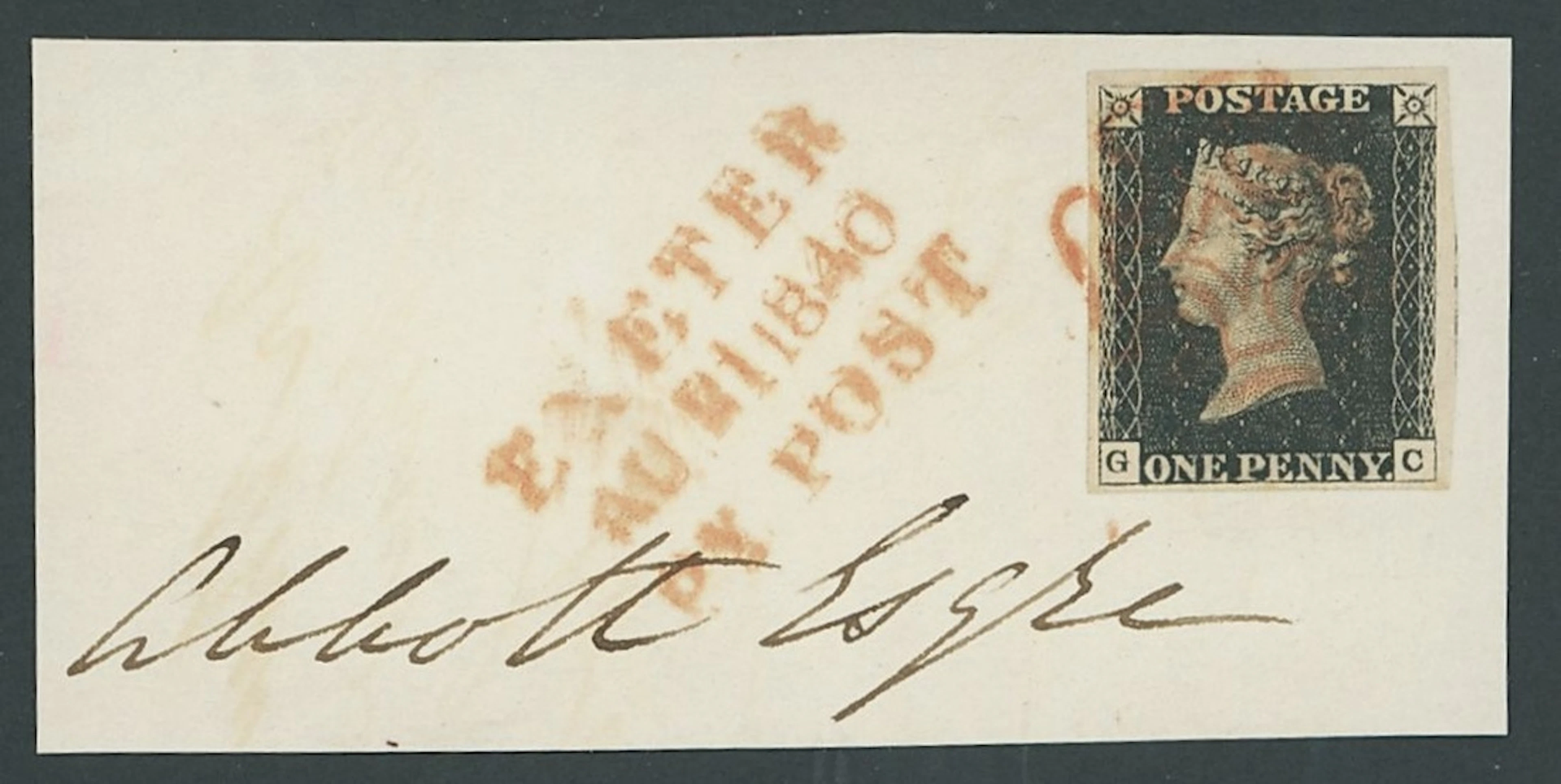 Great Britain 1840 One Penny Black Plate 5 GC, small to huge margins