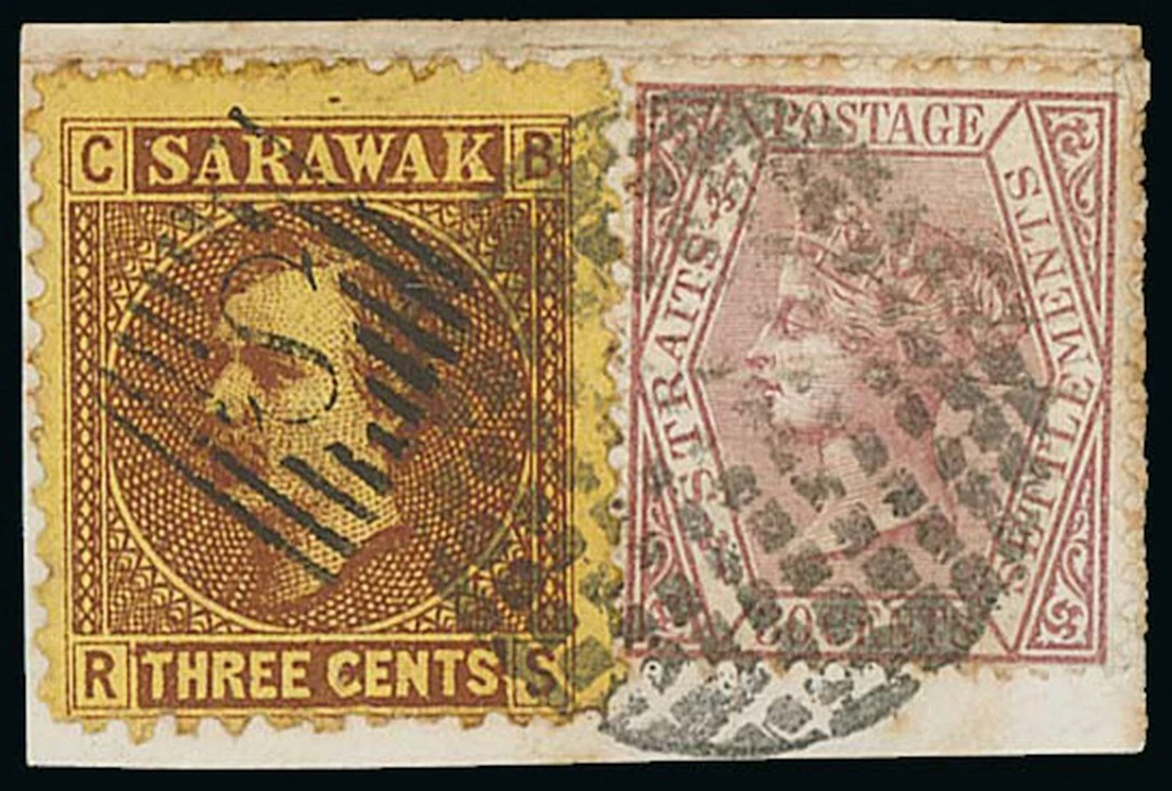 Sarawak 1871 Sir James Brooke Combination Covers and Pieces 3c. on