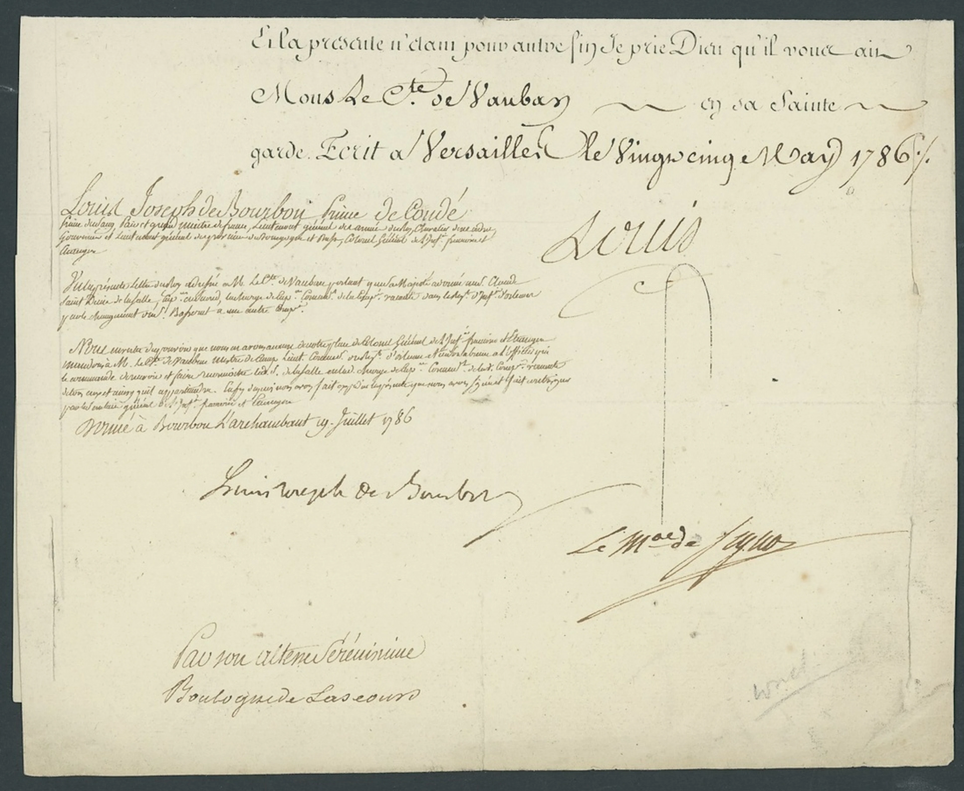 France King Louis XVI 1786 (May) part printed document signed "Louis"