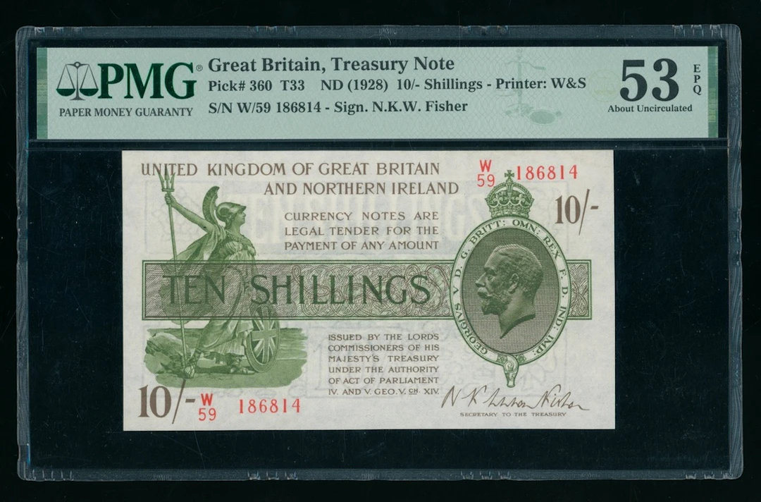 Treasury Note, Great Britain, 10 shillings, ND (1928), red serial