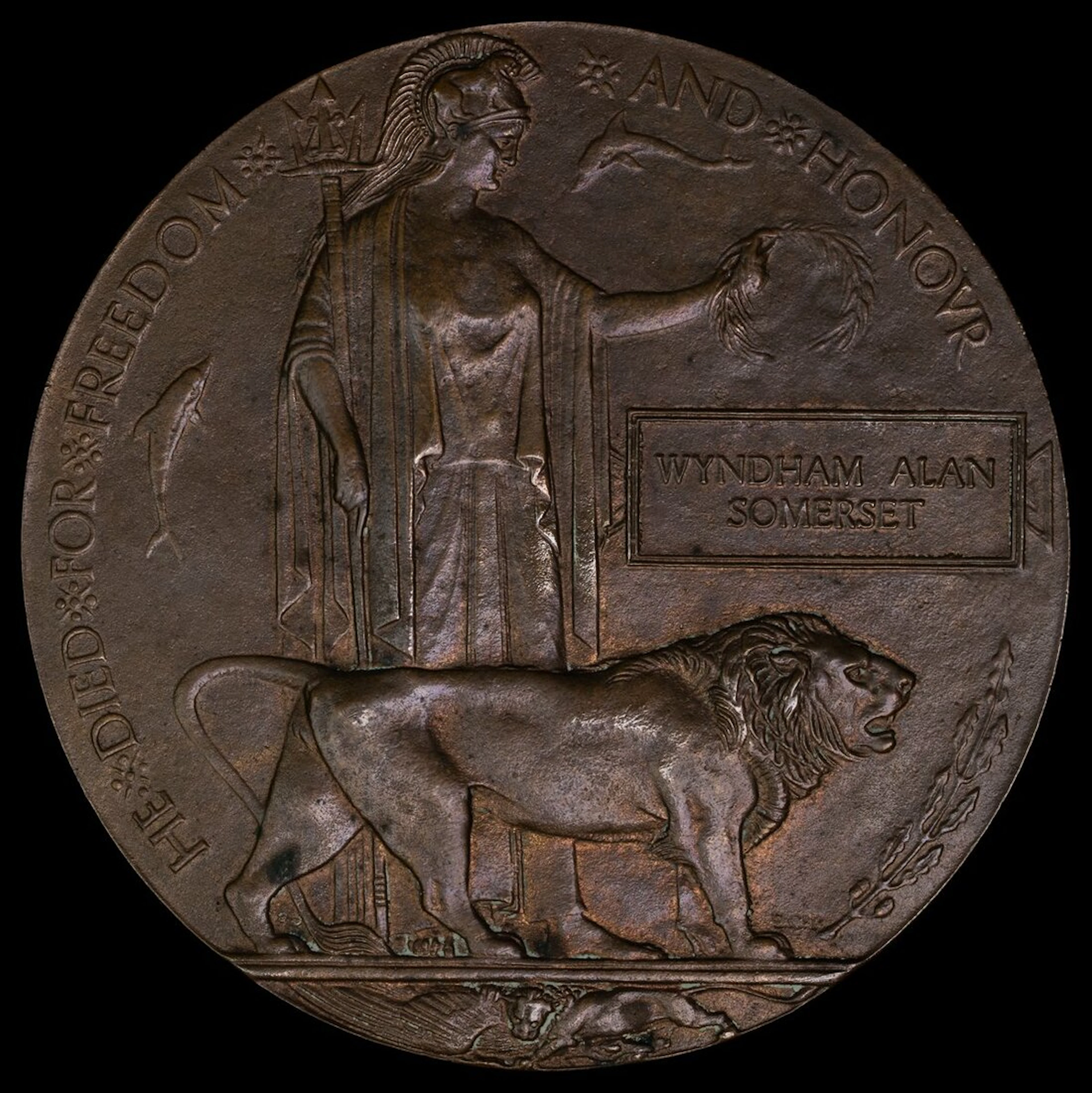 The Great War Bronze Memorial Plaque awarded to 2nd Lieutenant W.