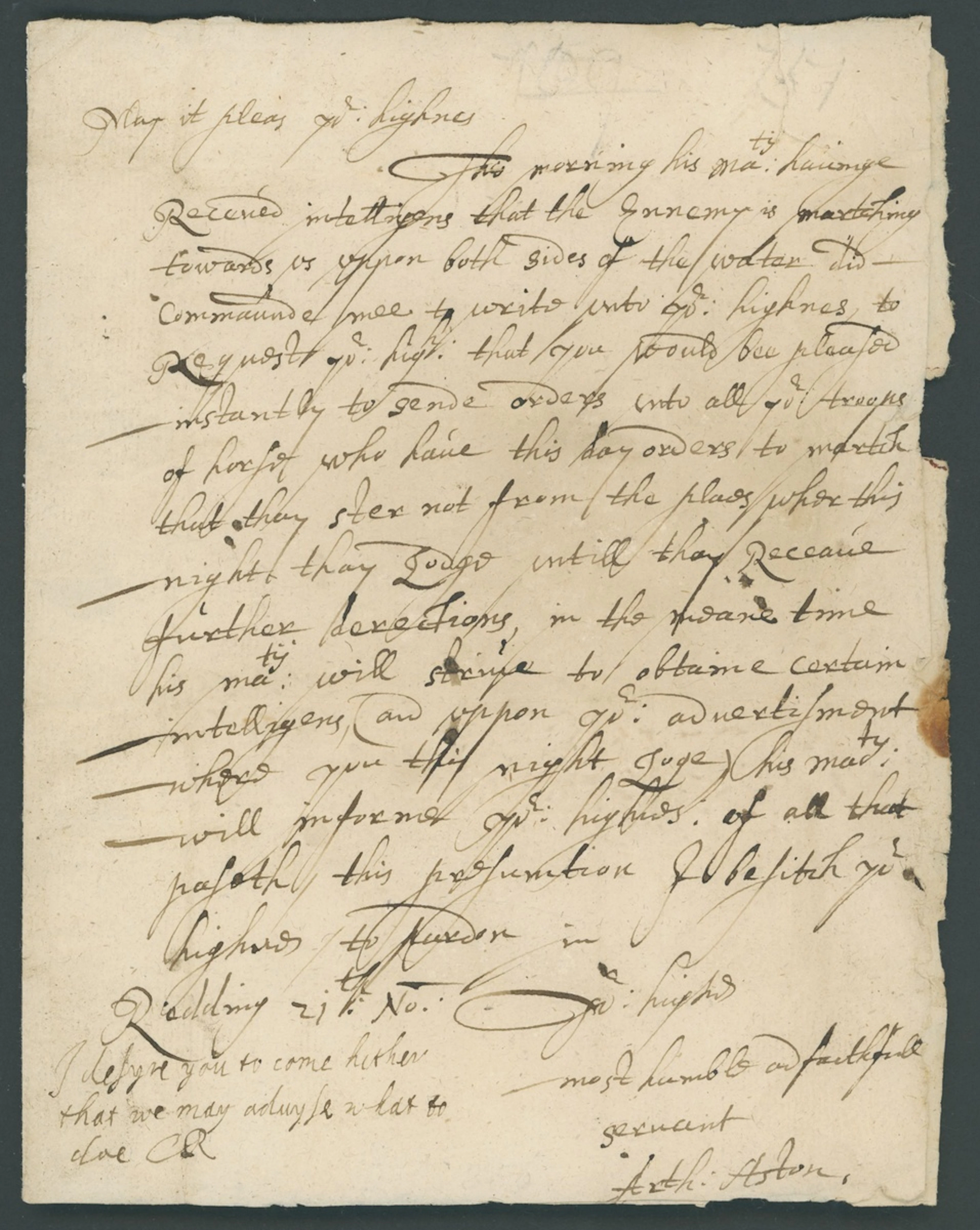 King Charles I - Sir Arthur Aston - Prince Rupert - Siege of Reading