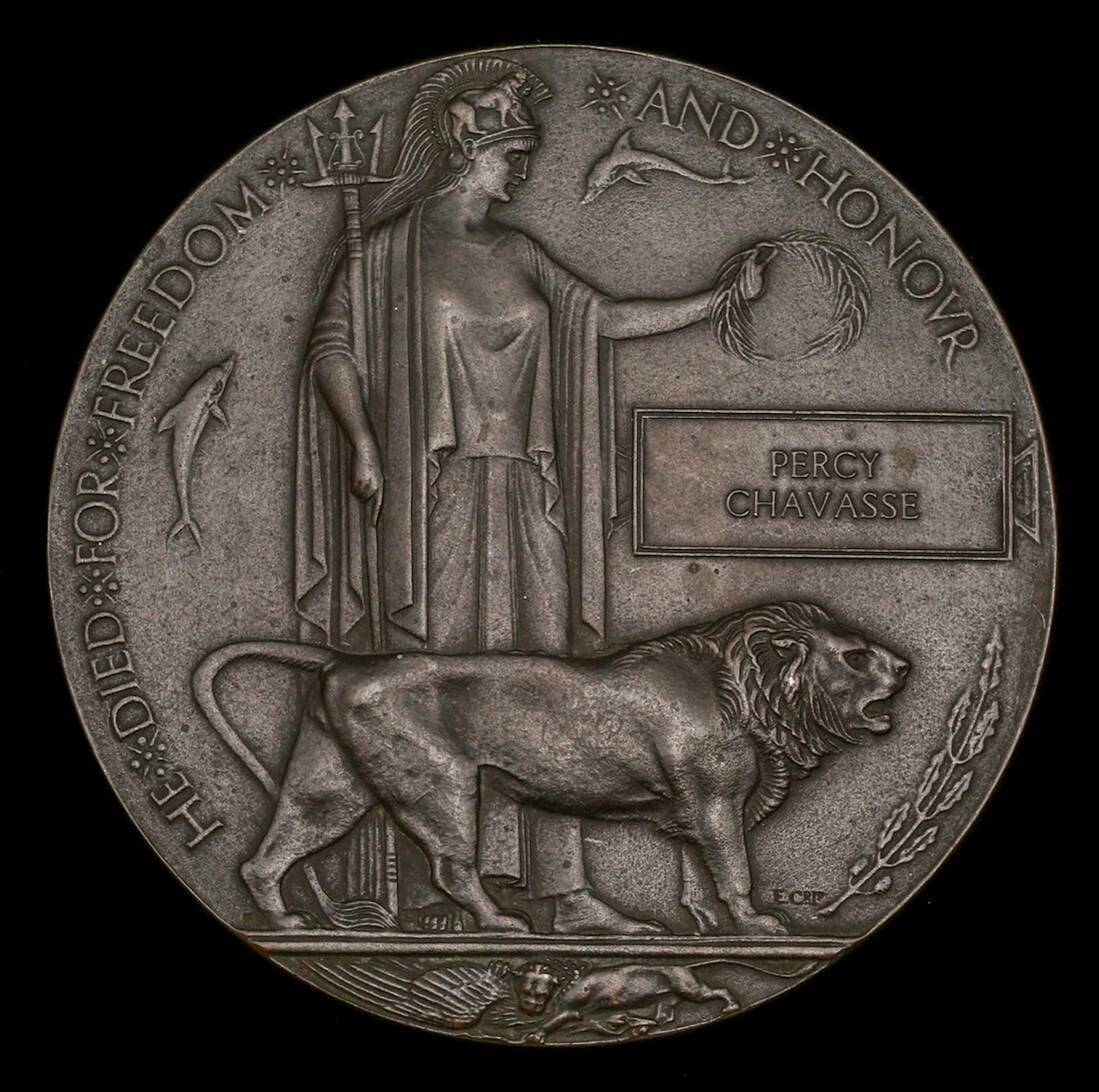 The Great War Memorial Plaques awarded in memory of Second Lieutenant