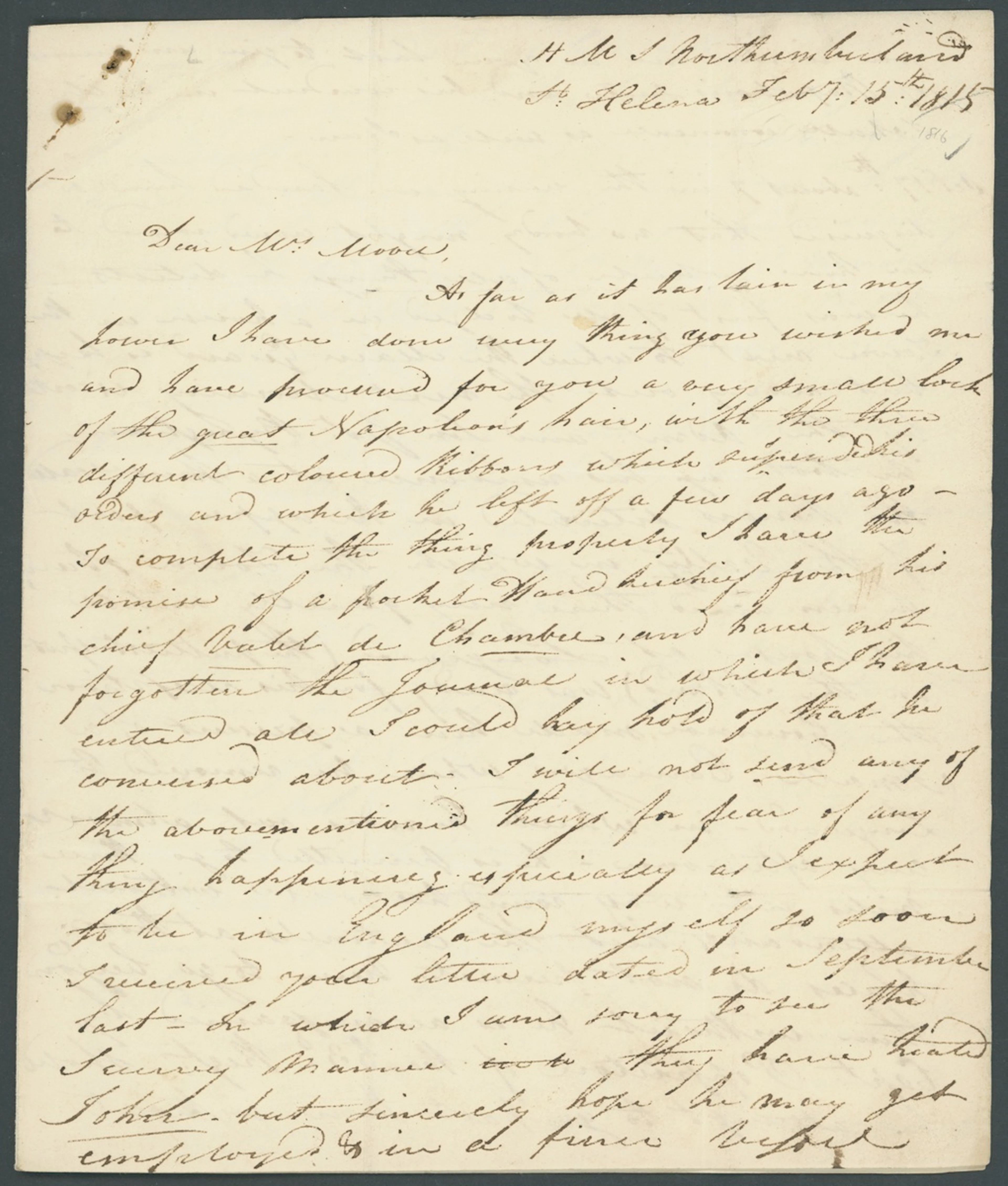St. Helena Napoleon 1815-1816 Two letters written by W.Mills to his