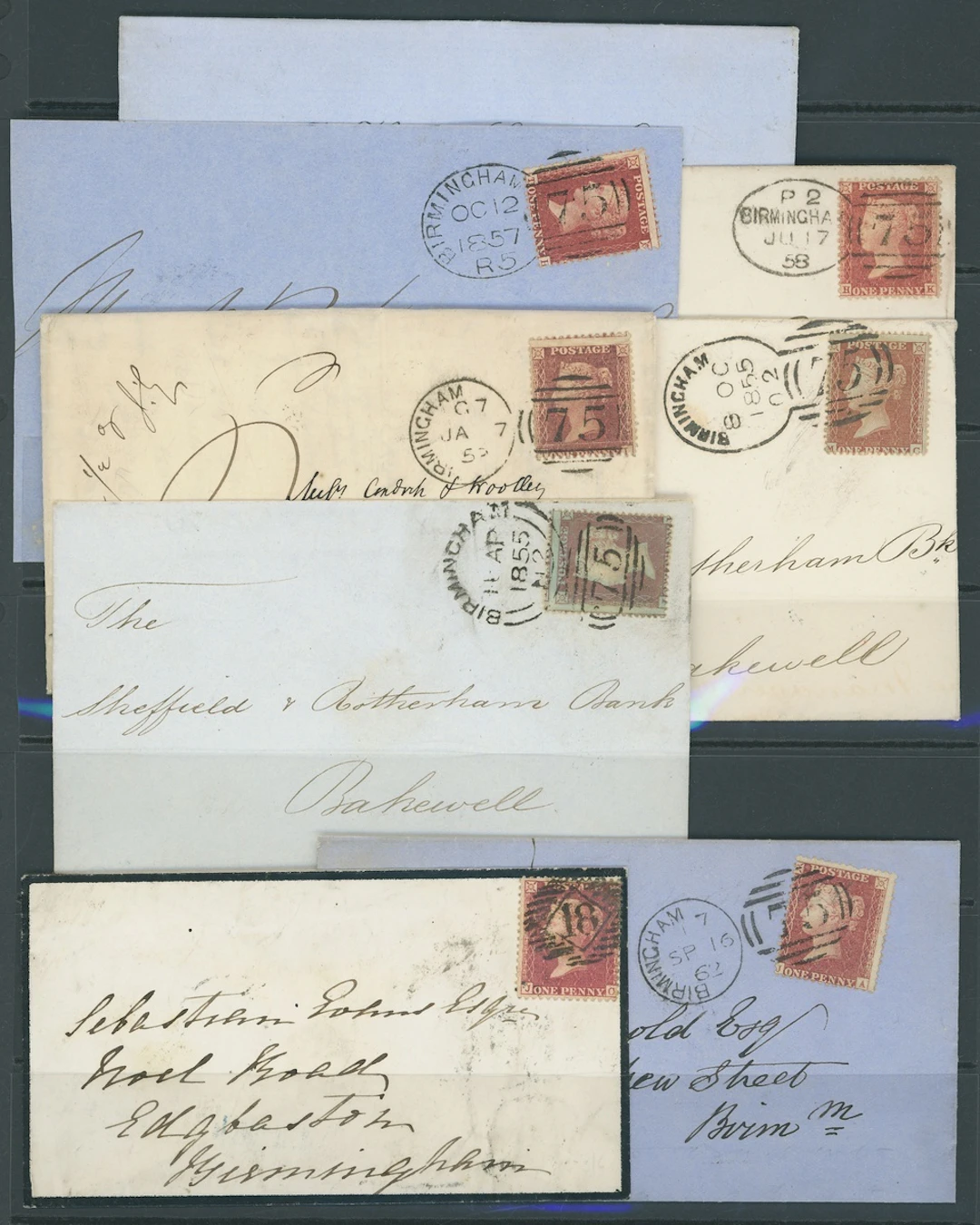 Great Britain Postal History 1850-62, eight envelopes or entires