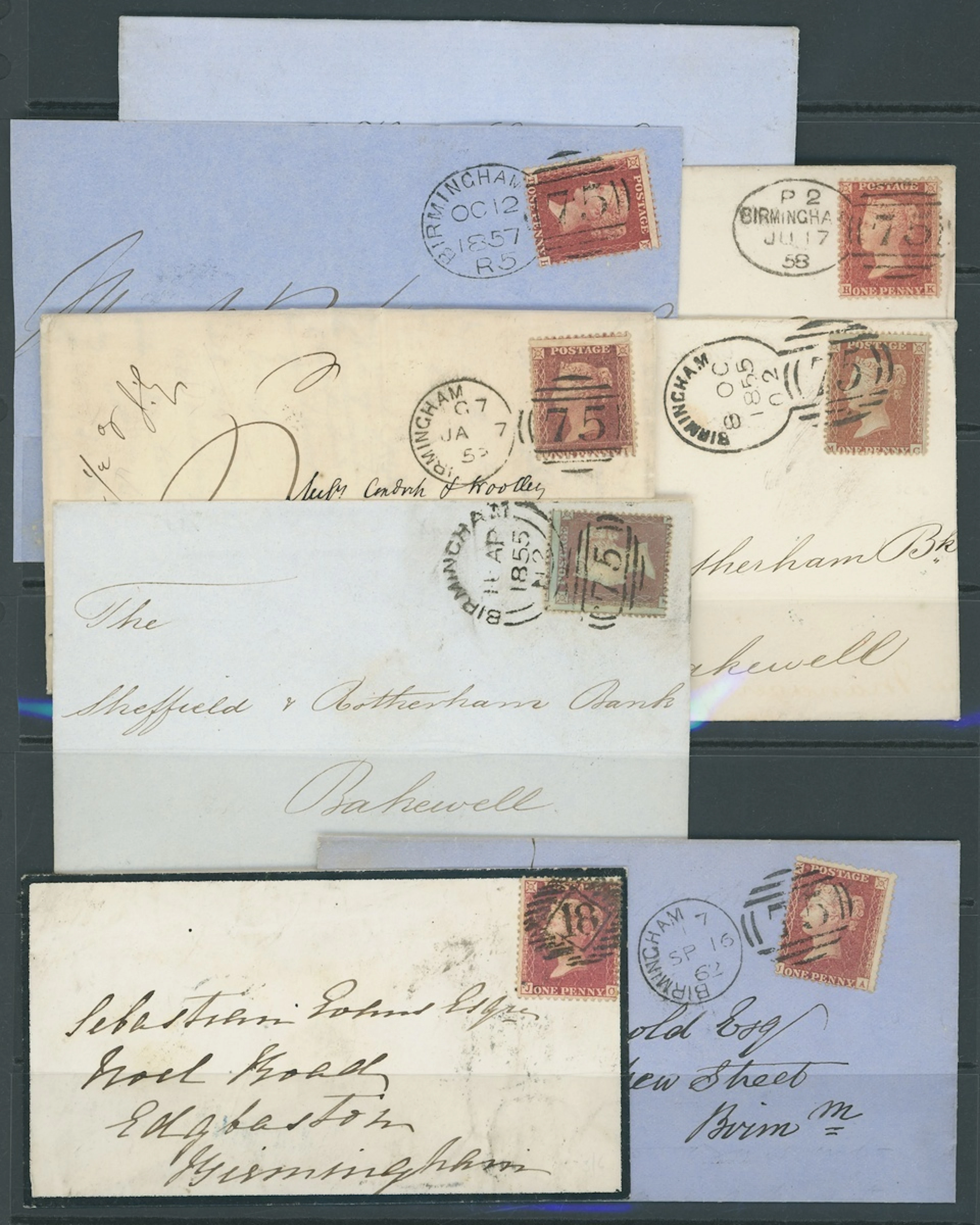 Great Britain Postal History 1850-62, eight envelopes or entires