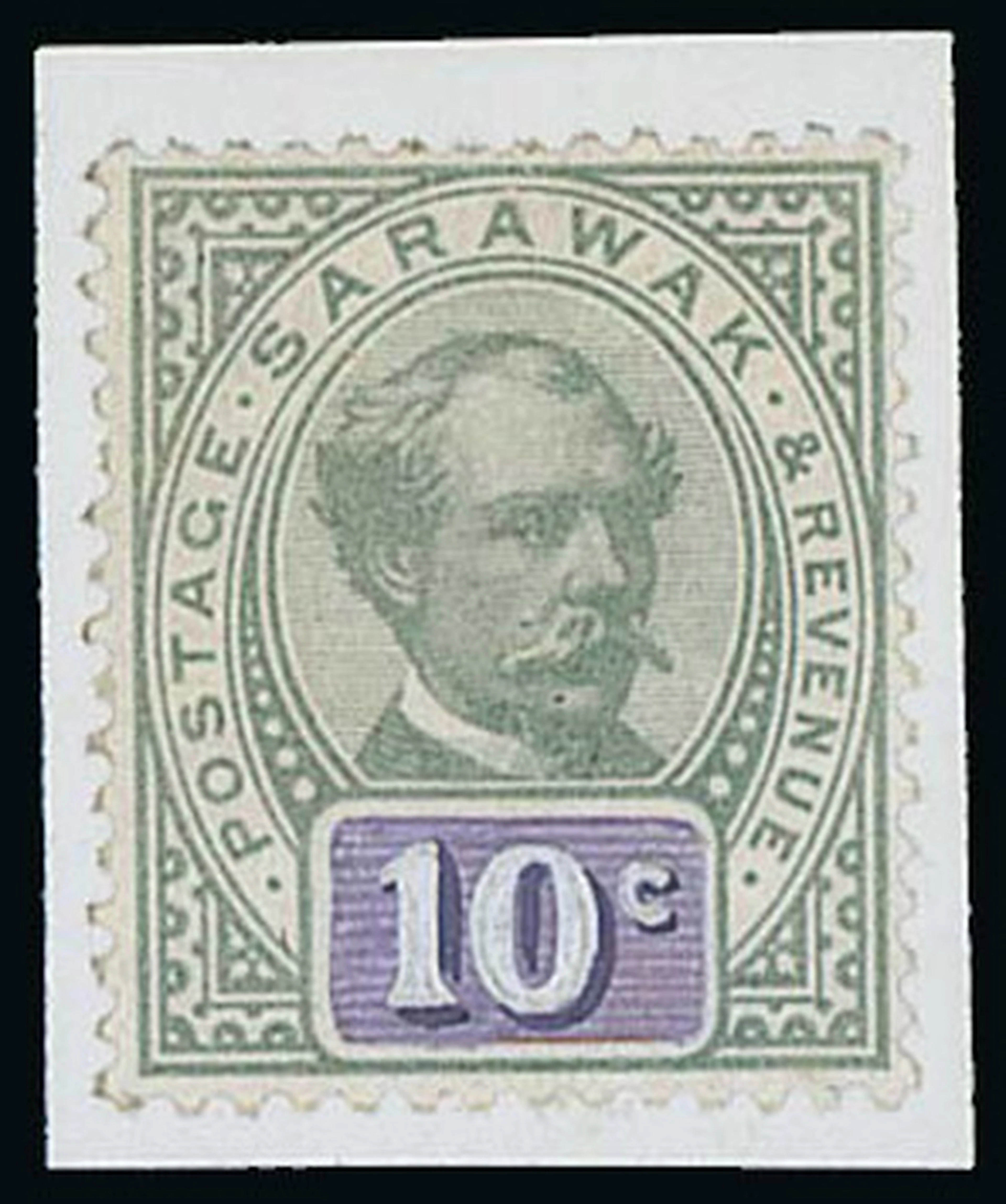Sarawak 1888-97 "postage & revenue" Issue Essays 10c. perforated colour
