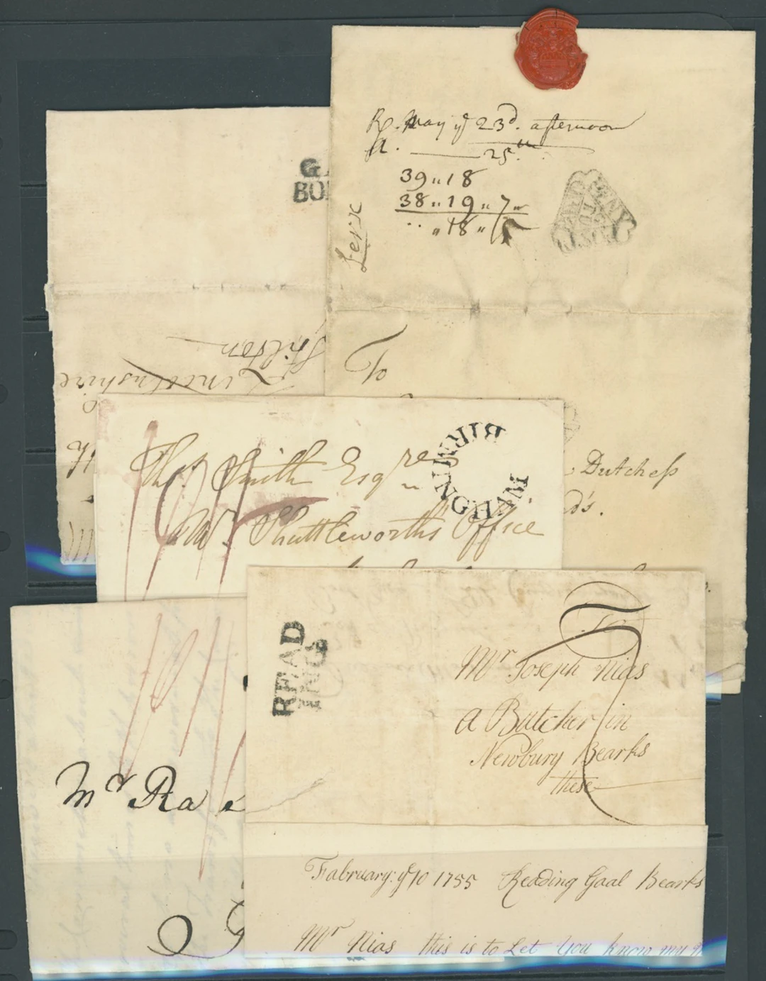 Great Britain Postal History 1729-91, a group of thirteen entire letters