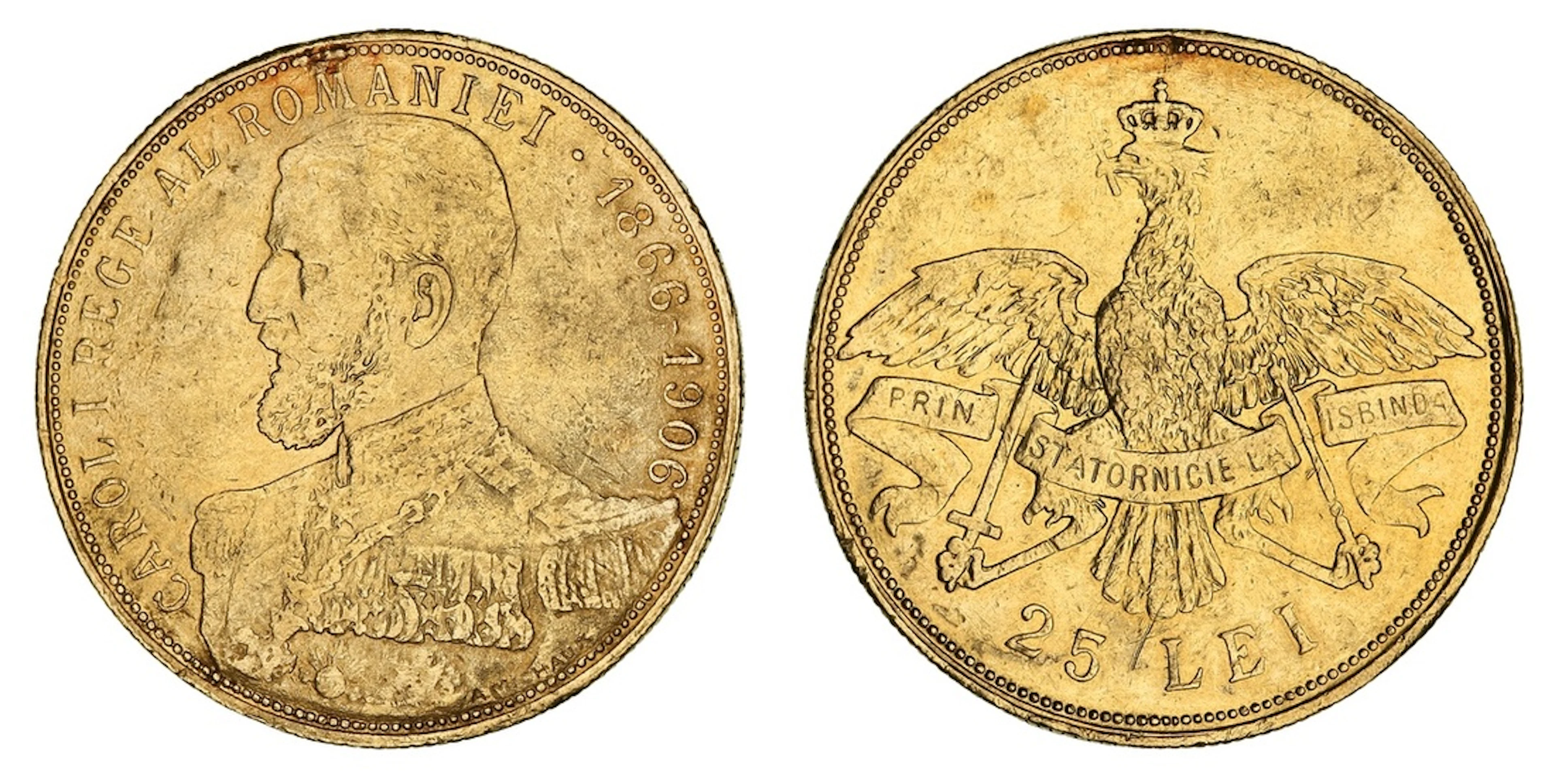 Romania, Carol I (1866-1914), 25 Lei, 1906, CAROL I REGE AL ROMANIEI