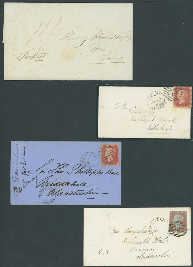 Great Britain Postal History 1810-61, nine entire letters or envelopes