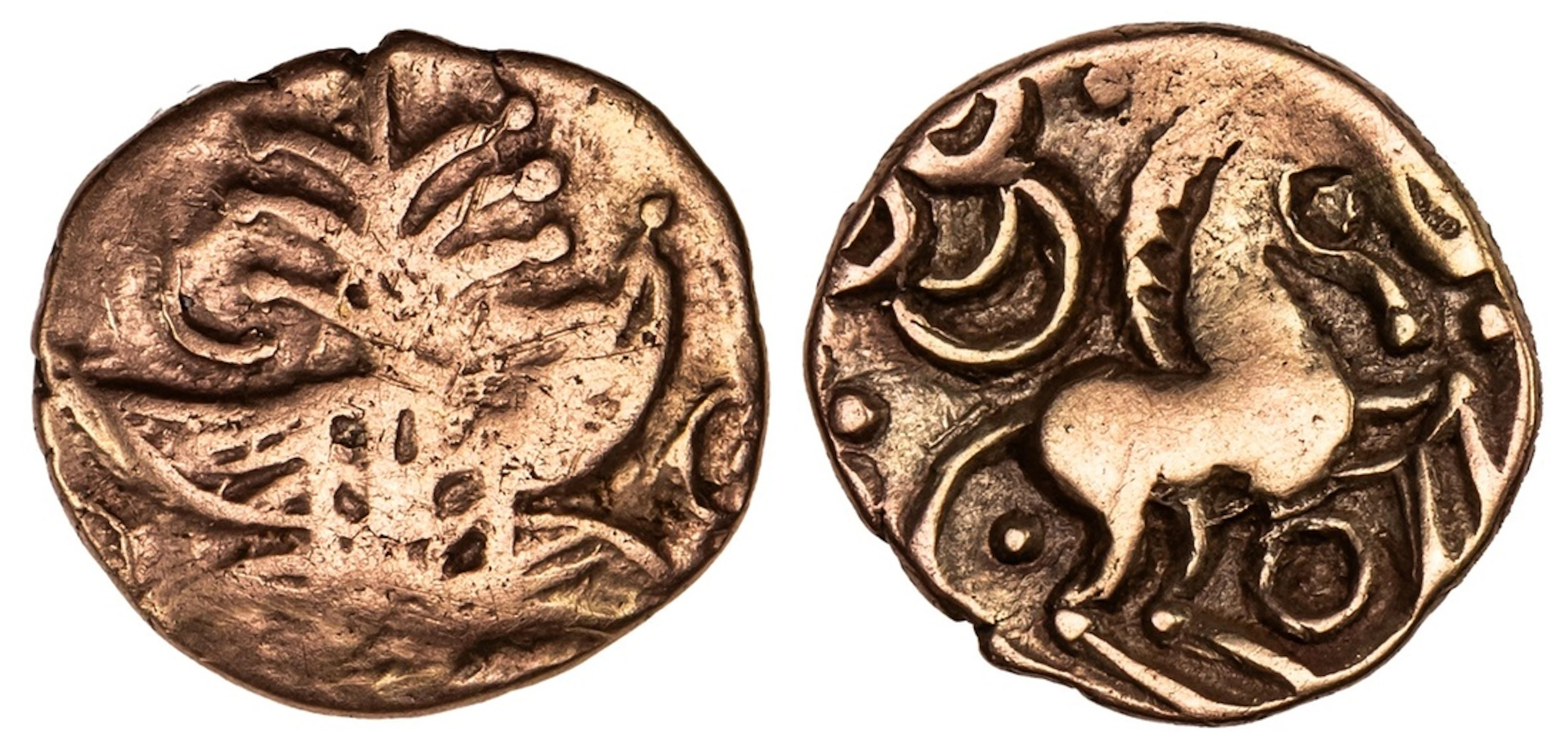 Iceni, AV Quarter-Stater, 'Irstead Smiler' Type, latticed square on