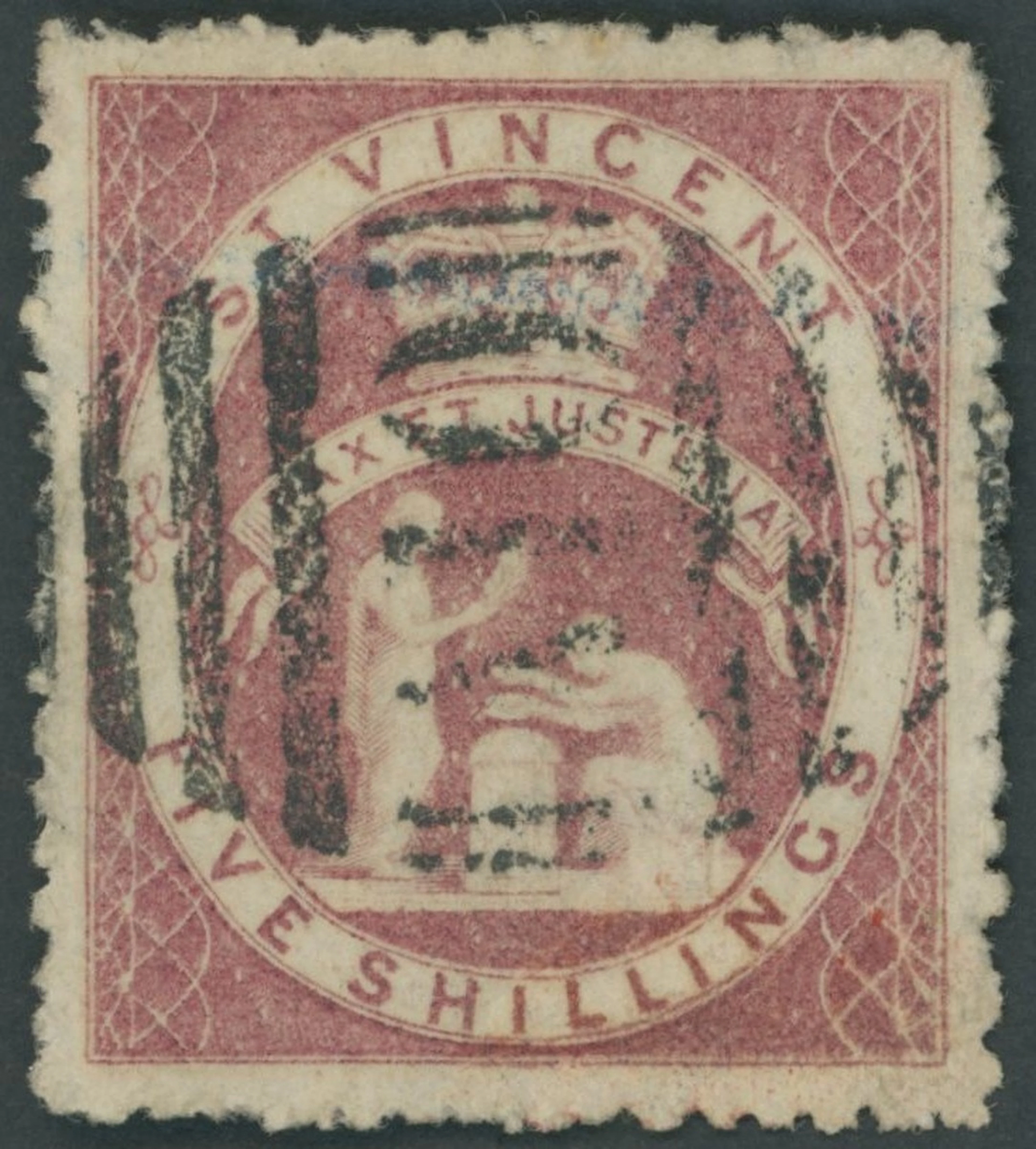 St. Vincent 1880 (June) 5/- rose-red, centrally cancelled "A10", fine.