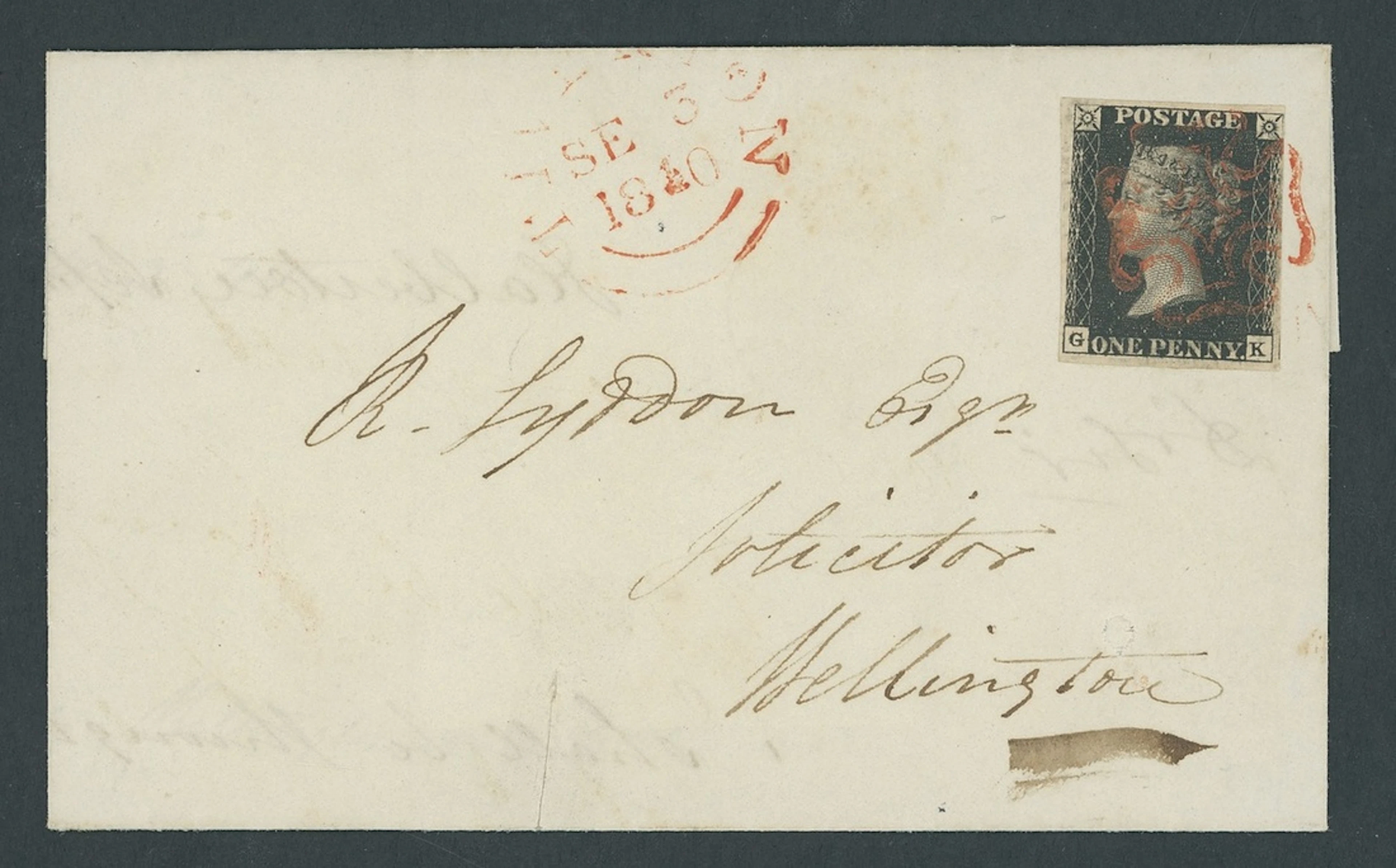 Great Britain 1840 One Penny Black Plate 5 GK, small to large margins