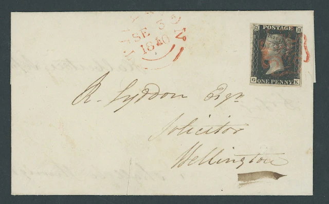 Great Britain 1840 One Penny Black Plate 5 GK, small to large margins