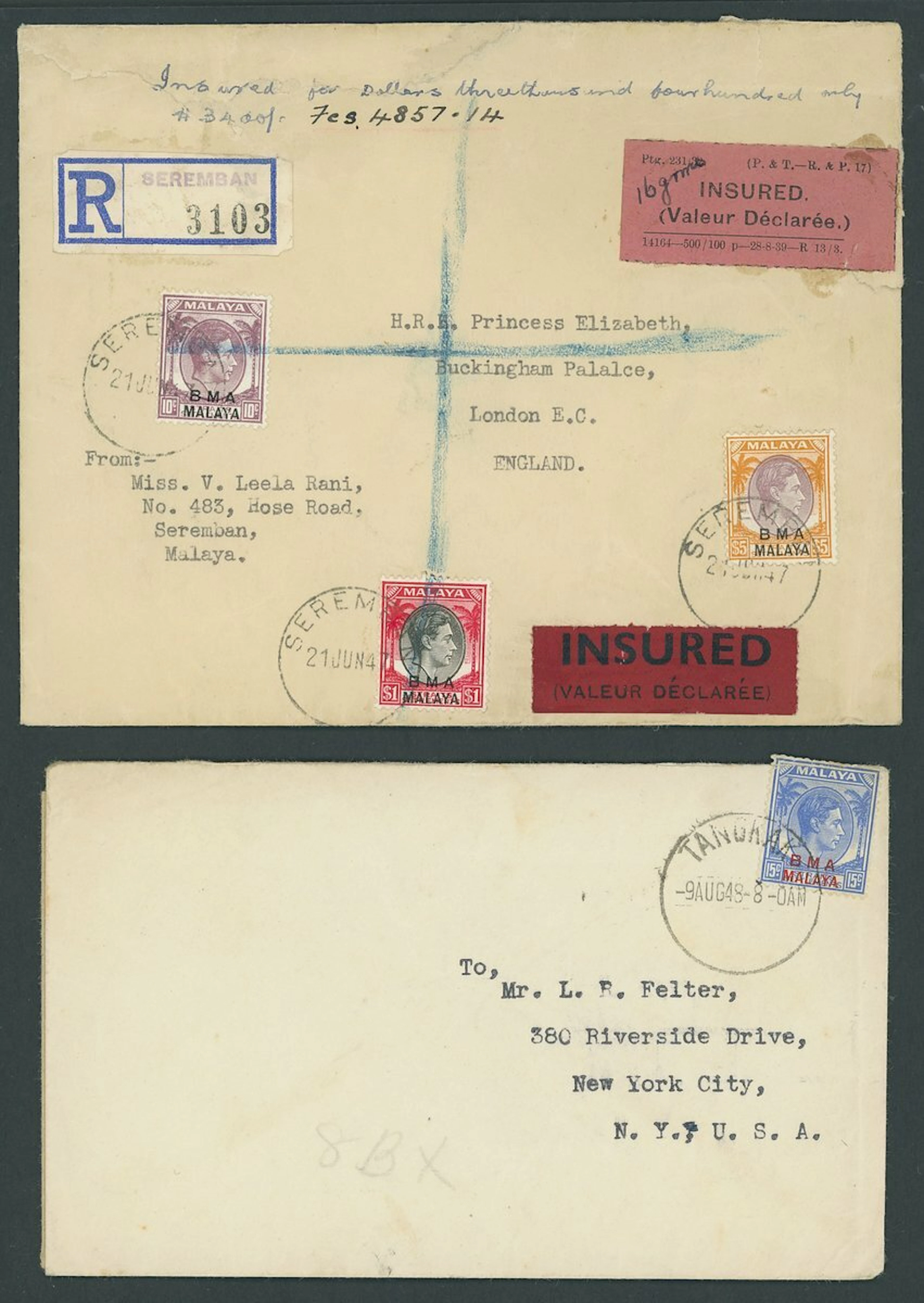 Malaya British Military Administration Covers and Cancellations 1946-48