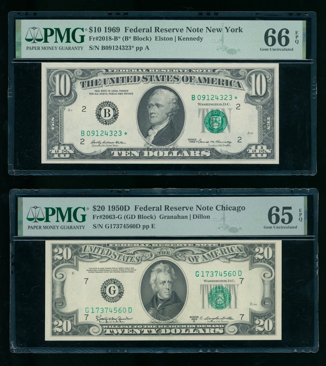 Federal Reserve Note, USA, a pair, including, $20 1950D Chicago and