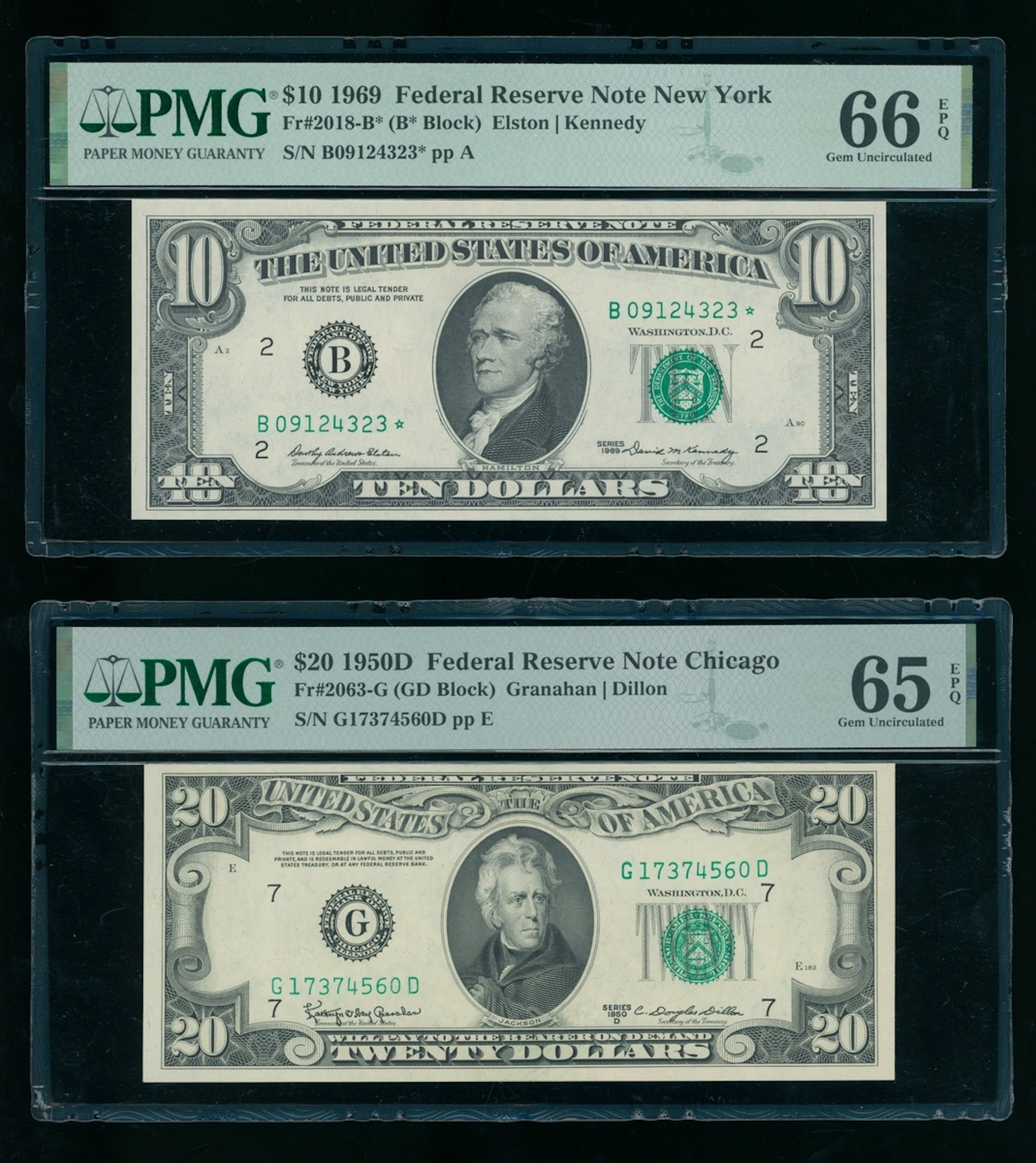 Federal Reserve Note, USA, a pair, including, $20 1950D Chicago and