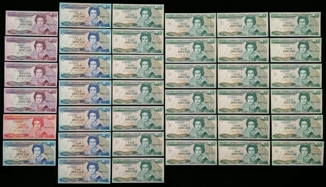 Eastern Caribbean Central Bank, a group of 38x, ND (1985-87) $1 (1)