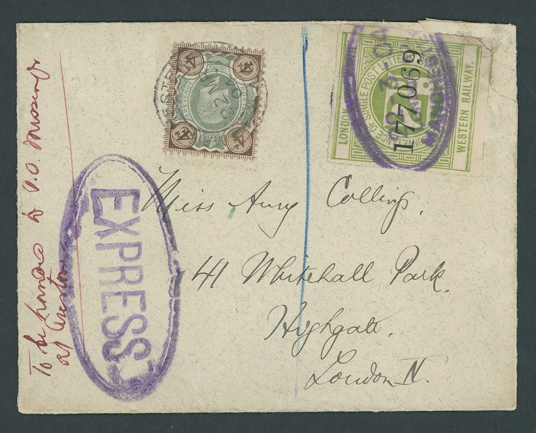 Great Britain Postal History Express Mail 1904 (22 March) envelope