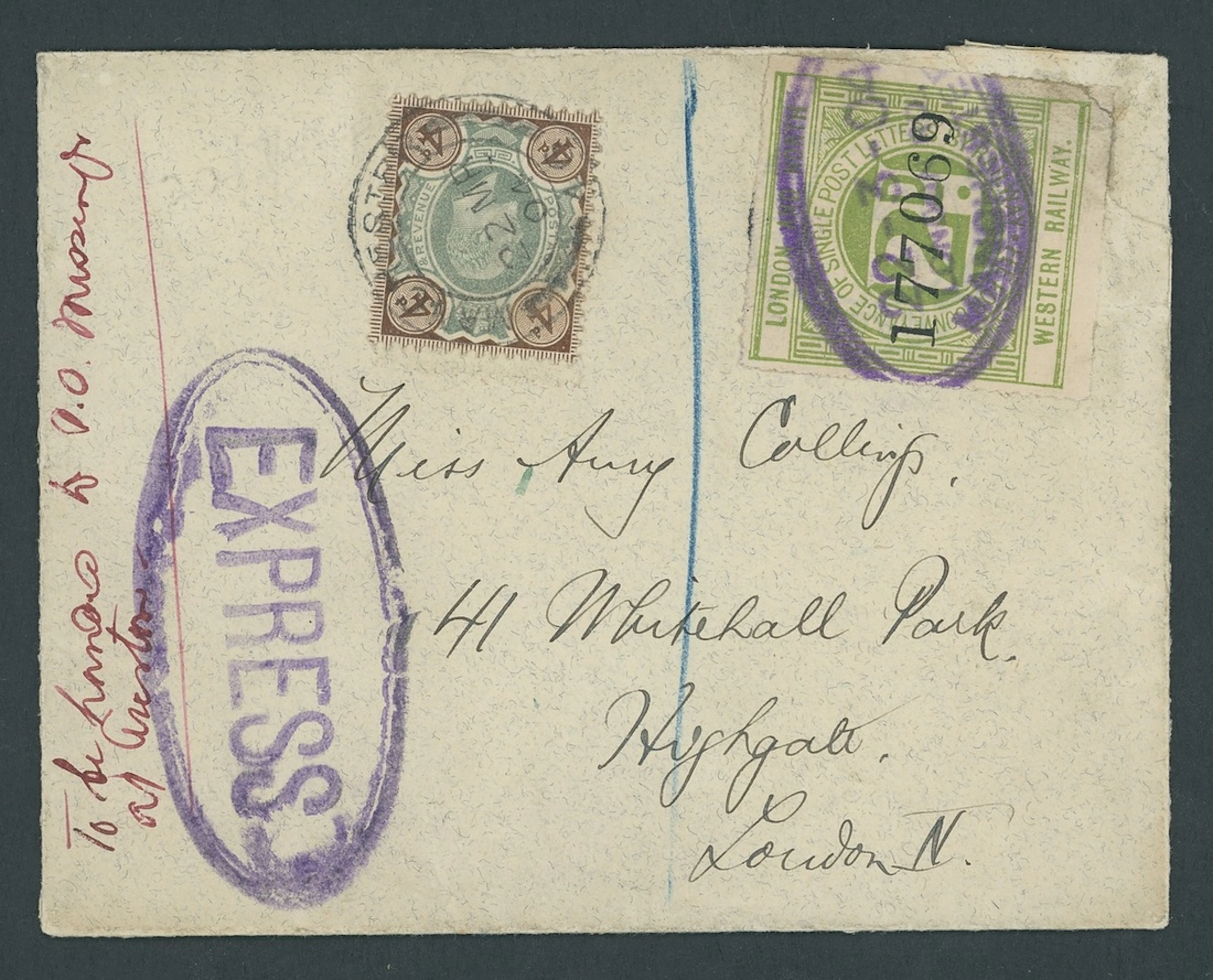 Great Britain Postal History Express Mail 1904 (22 March) envelope
