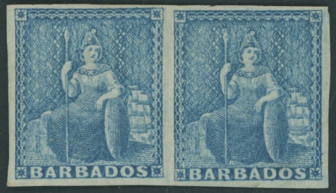 Barbados Britannia Issues 1861-70 no watermark, rough perf 14 to 16
