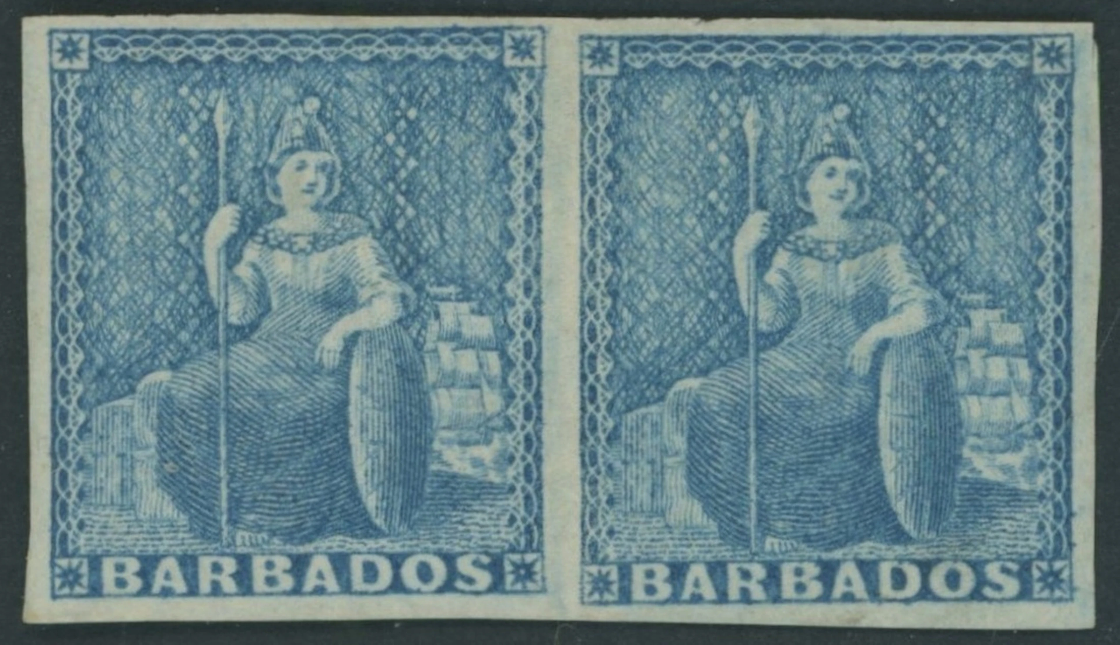 Barbados Britannia Issues 1861-70 no watermark, rough perf 14 to 16