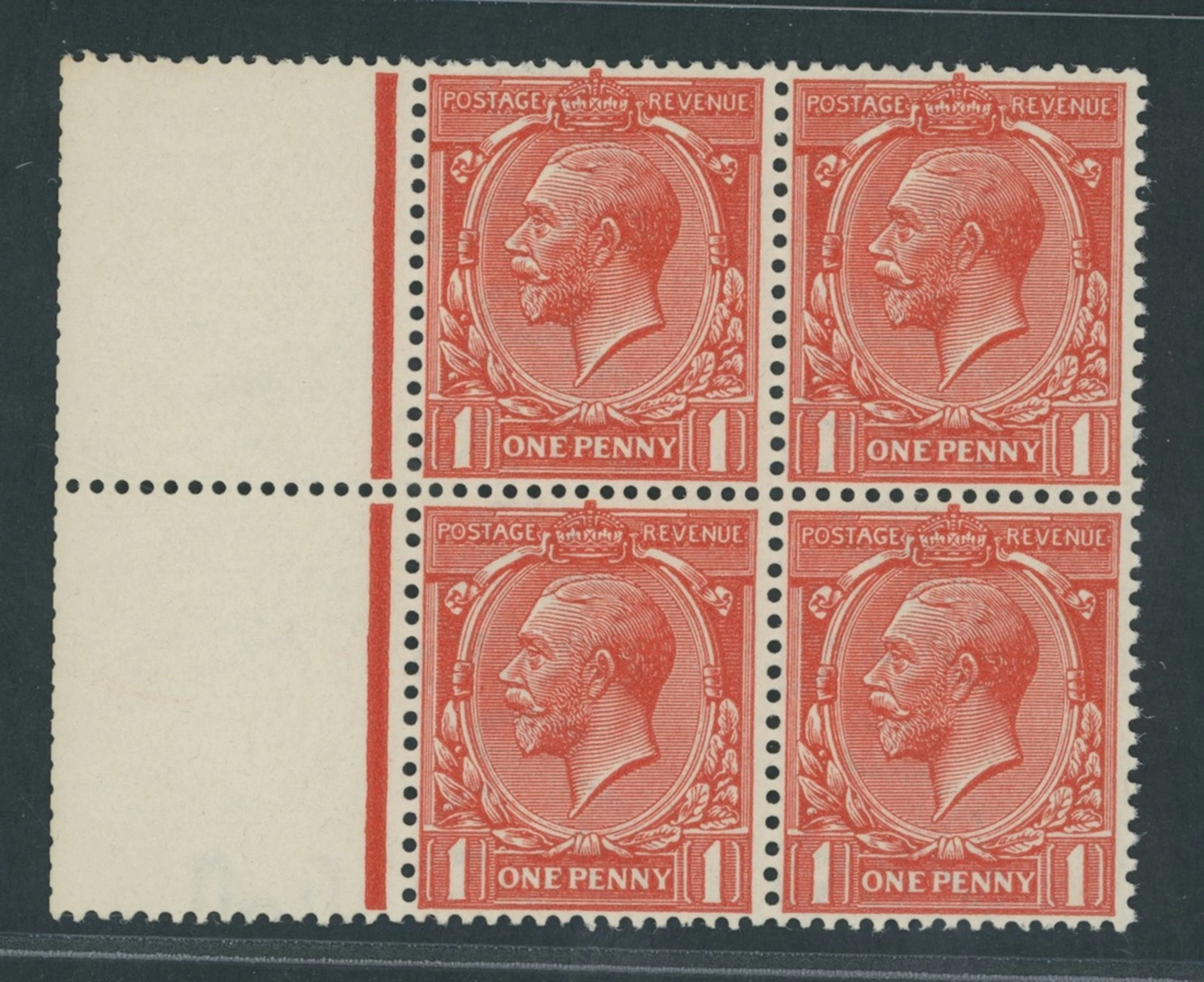 Great Britain King George V 1912-24, Watermark Simple Cypher 1d. orange-vermilio