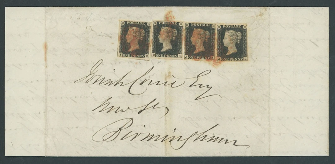 Great Britain 1840 One Penny Black Plate 6 DK, FK, JK, JL four singles