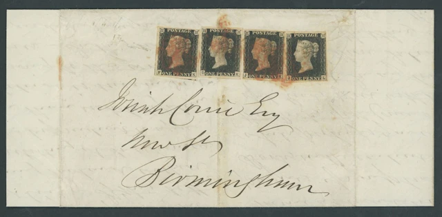 Great Britain 1840 One Penny Black Plate 6 DK, FK, JK, JL four singles