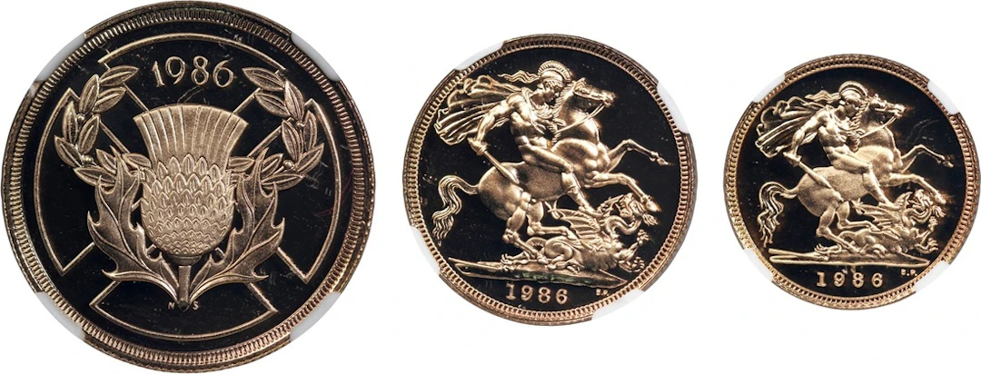 United Kingdom, a set of gold proof set, 1986, including 1/2 sovereign