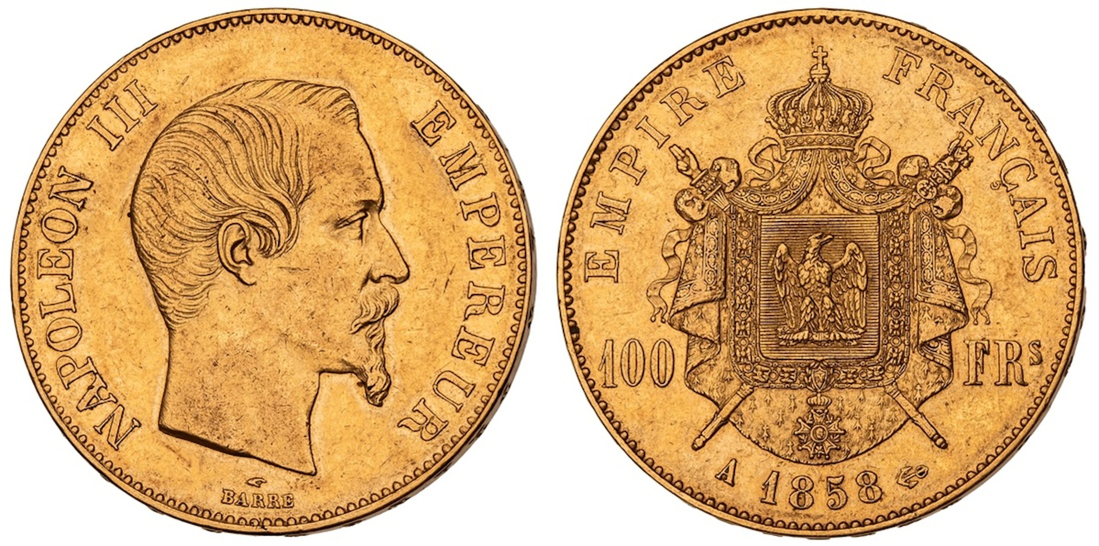 France, Napoleon III (1852-1870), 100 Francs, 1858 A, Paris, bare
