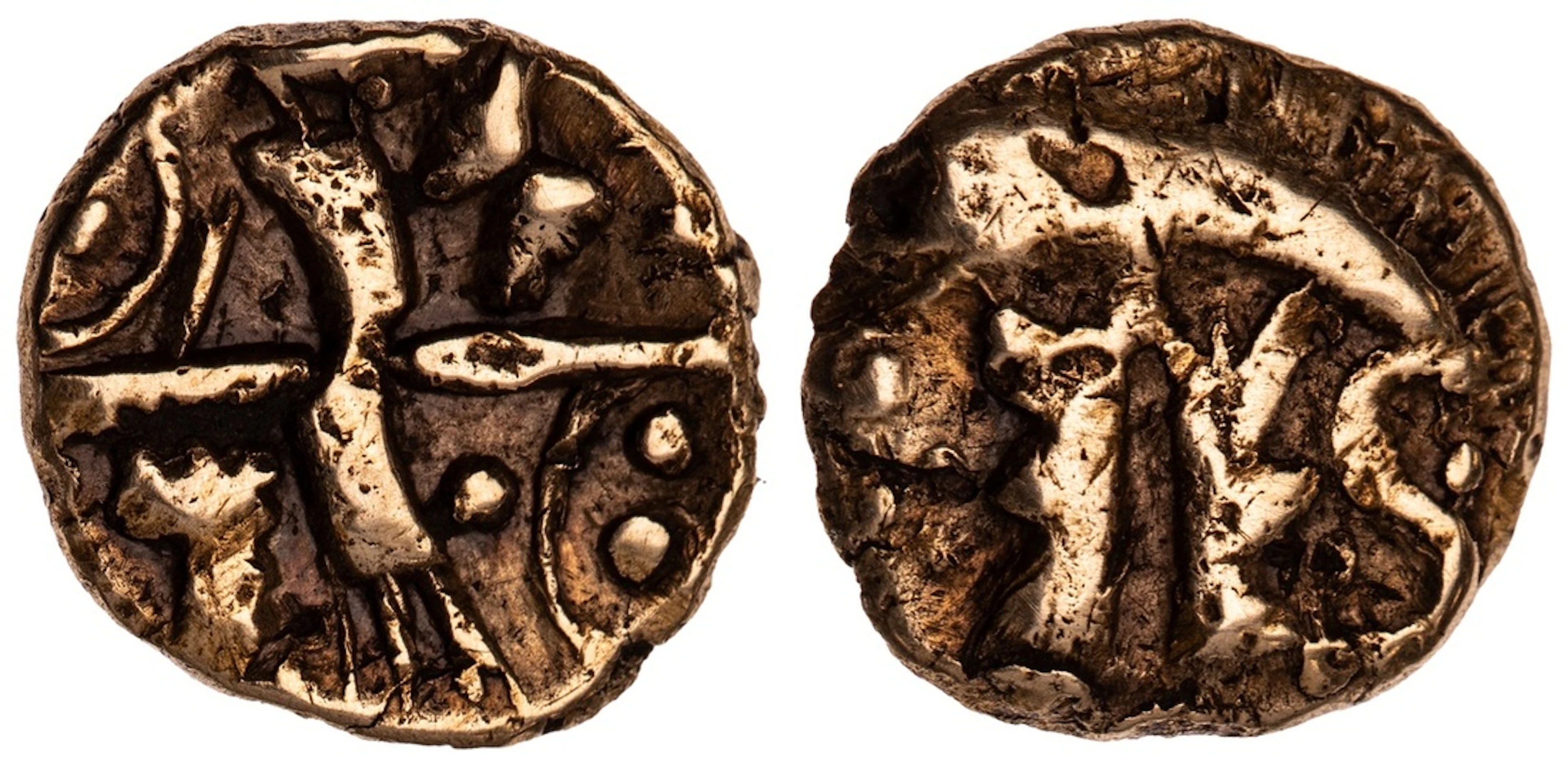 Belgae, AV Quarter-Stater, 'Hampshire Thunderbolt' Type, stylised
