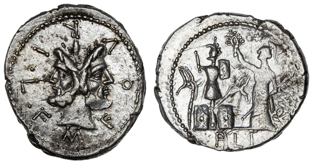 Roman Republic, M. Furius Philus, AR Denarius, struck 119 BC, M FOVRI