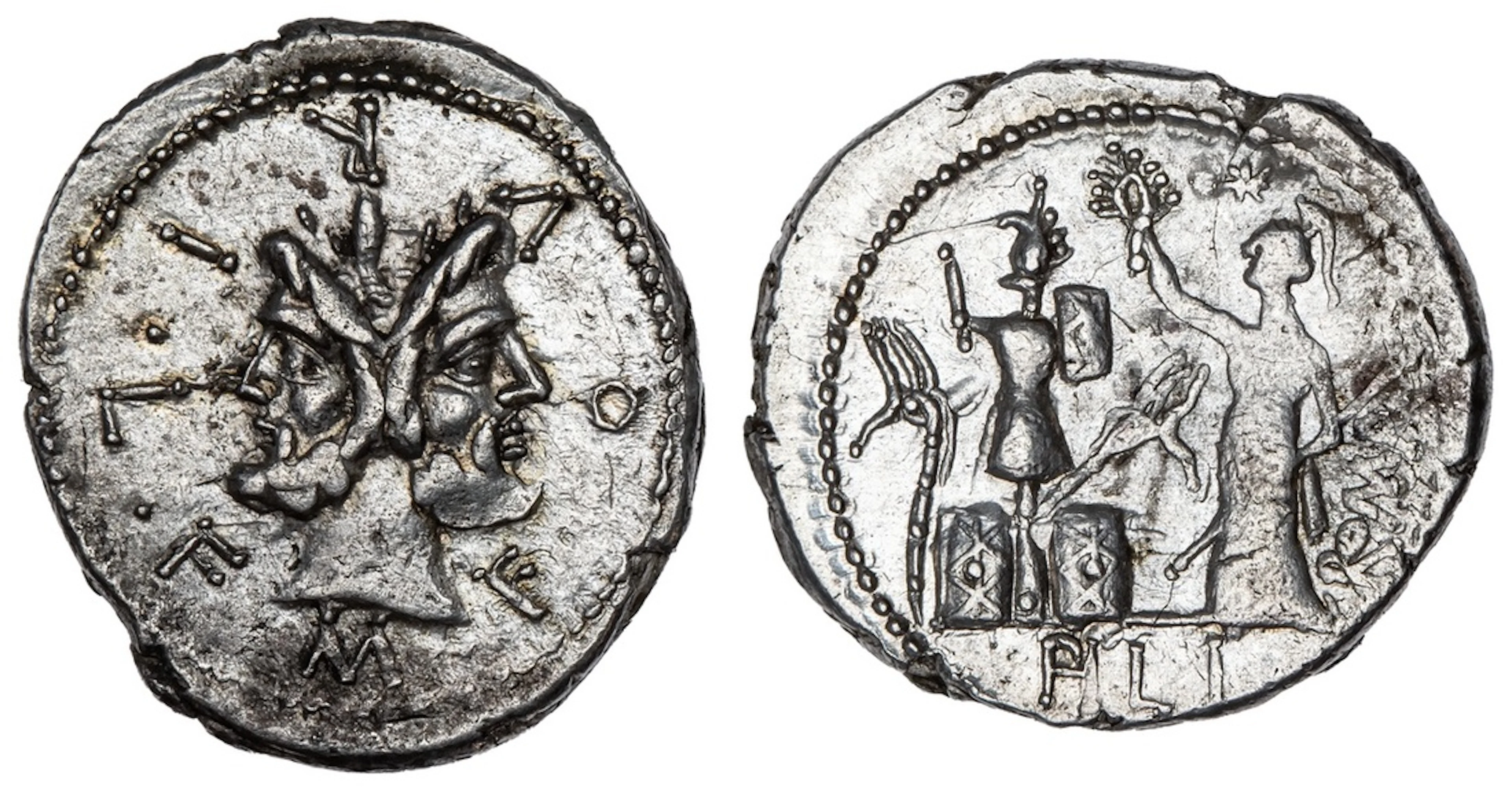 Roman Republic, M. Furius Philus, AR Denarius, struck 119 BC, M FOVRI