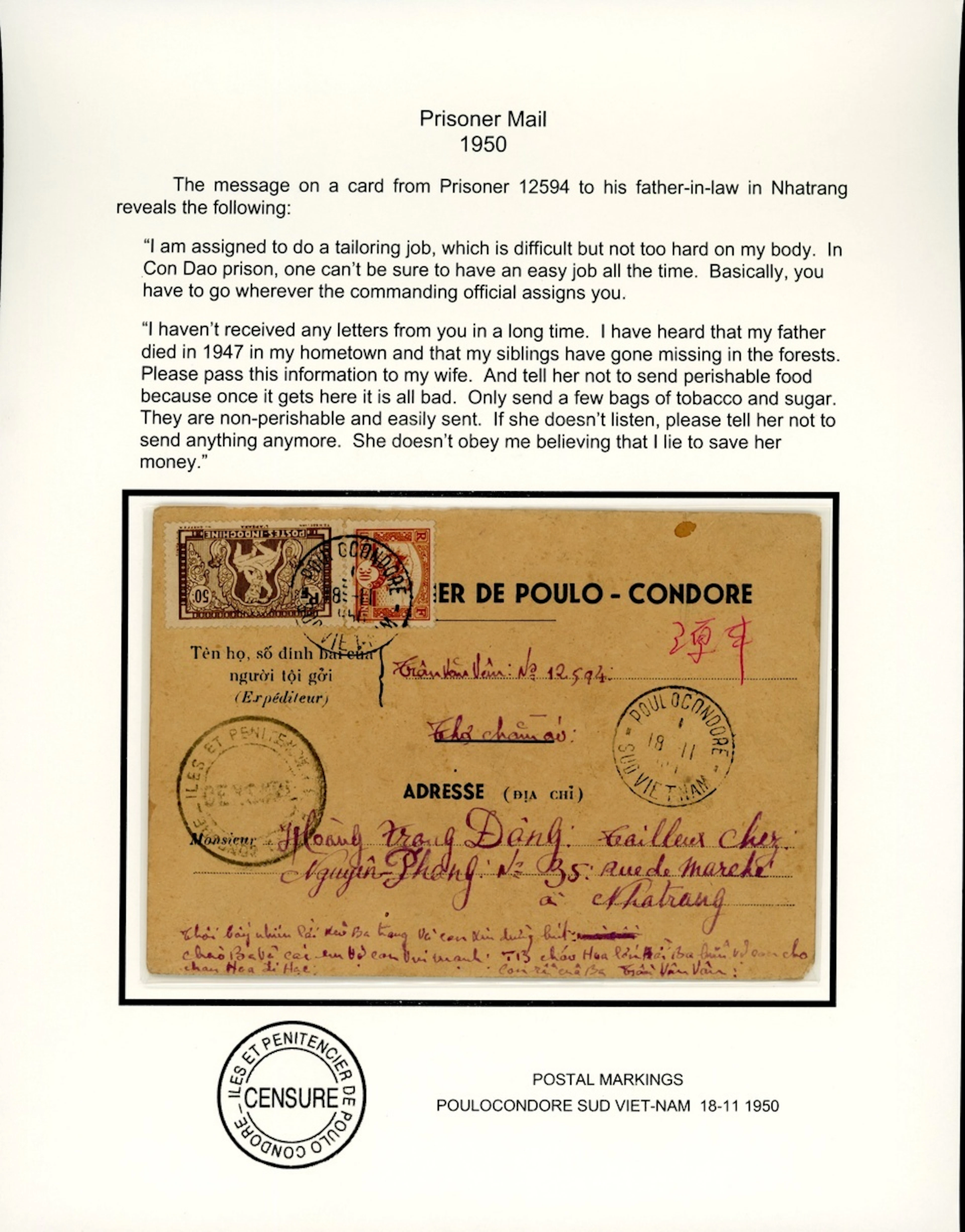 Indo-China French Indo-Chinese Post Office Censored Mail
