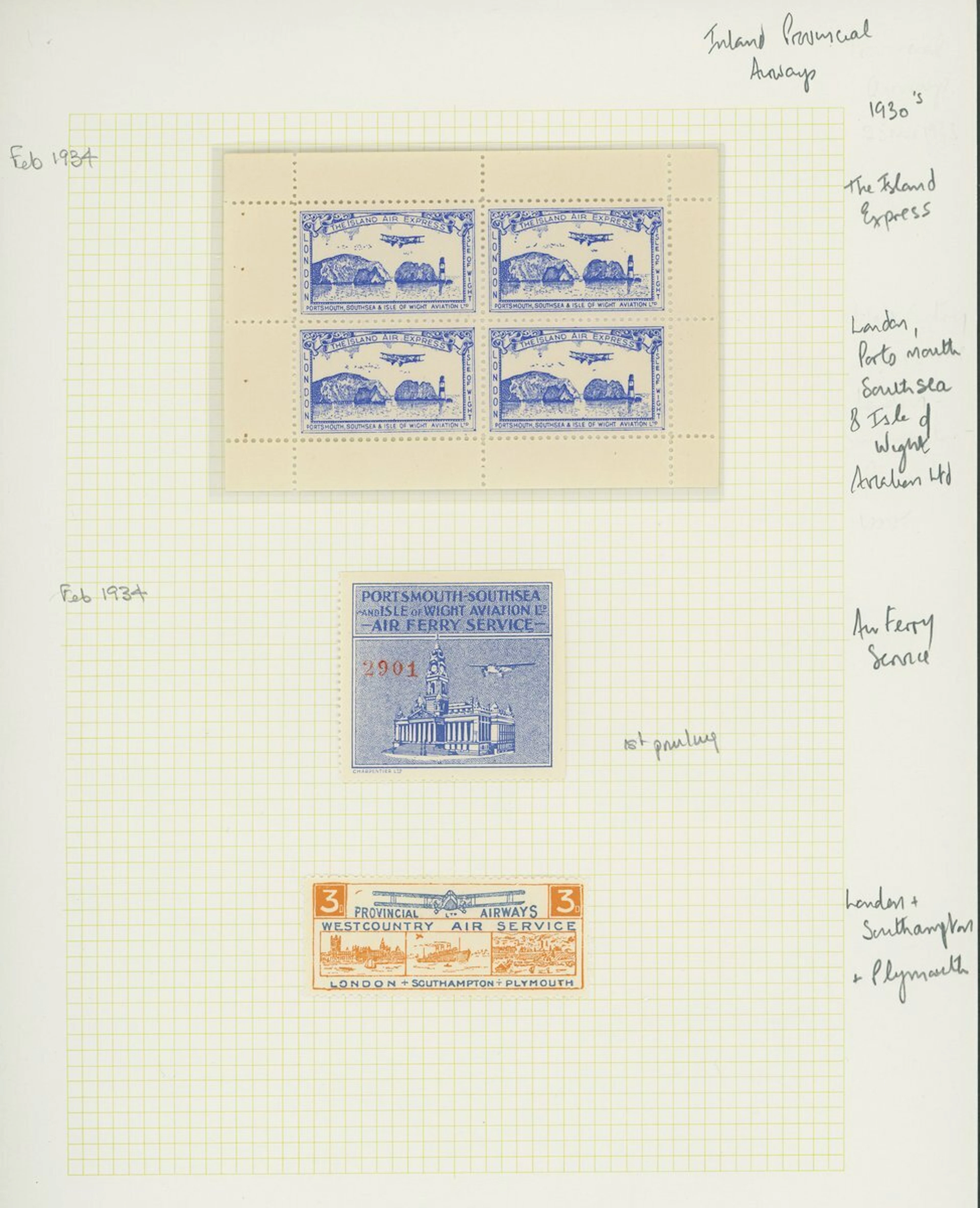Great Britain Postal Stationery Air Letters Inland Provincial Airways: