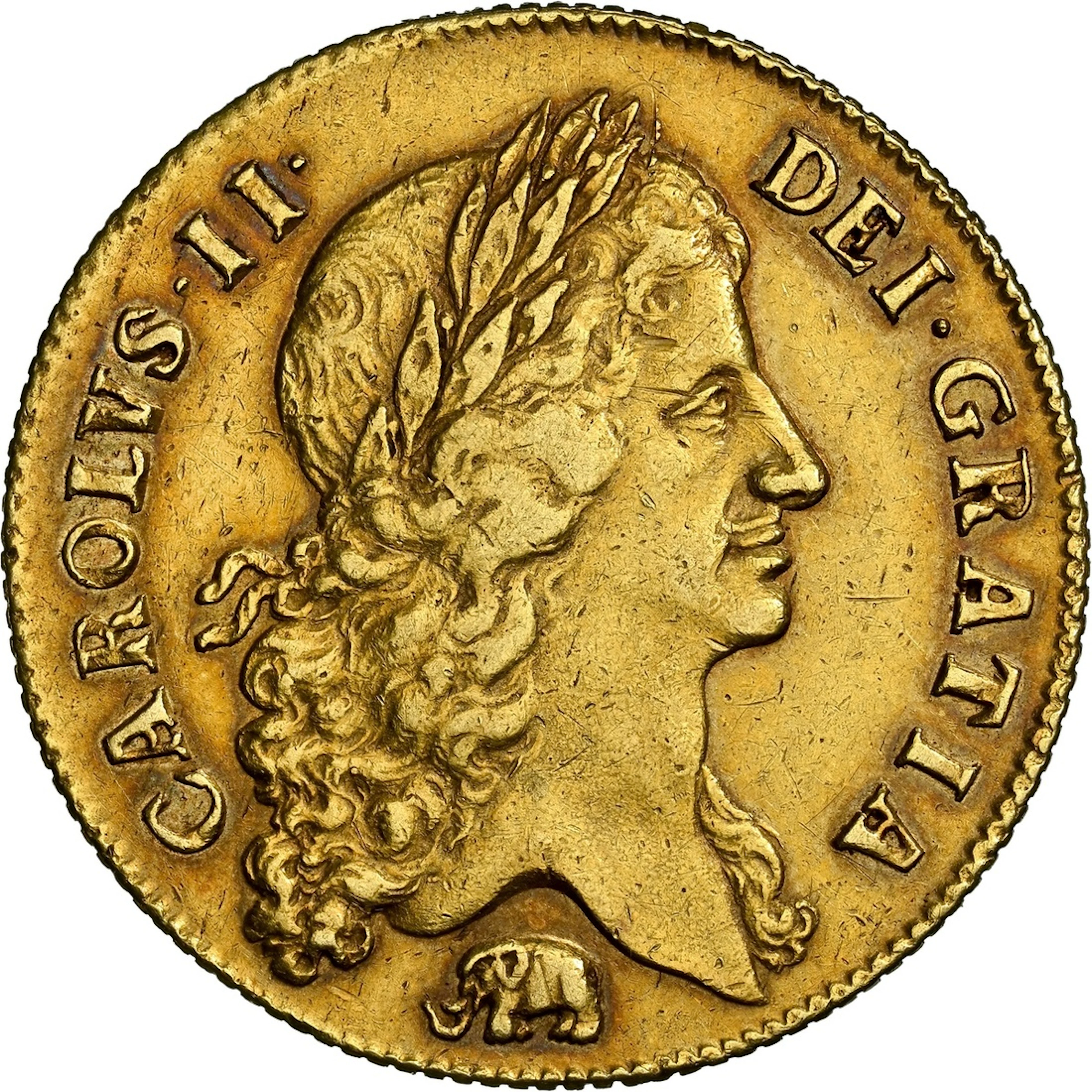 NGC AU53 | Charles II (1660-1685), 'Elephant' Two-Guineas, 1664