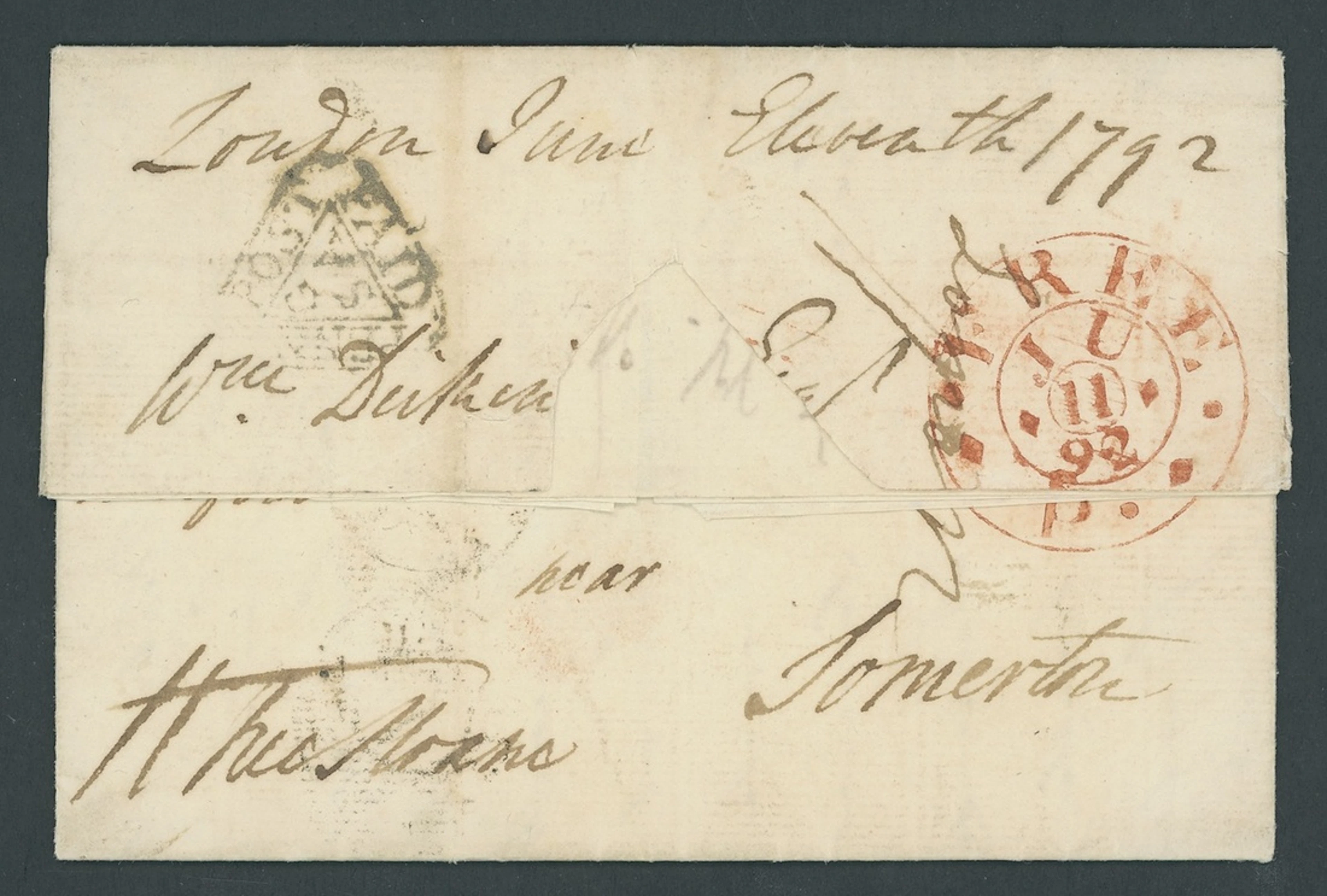 Great Britain Postal History 1792 (9 June), entire letter, carried