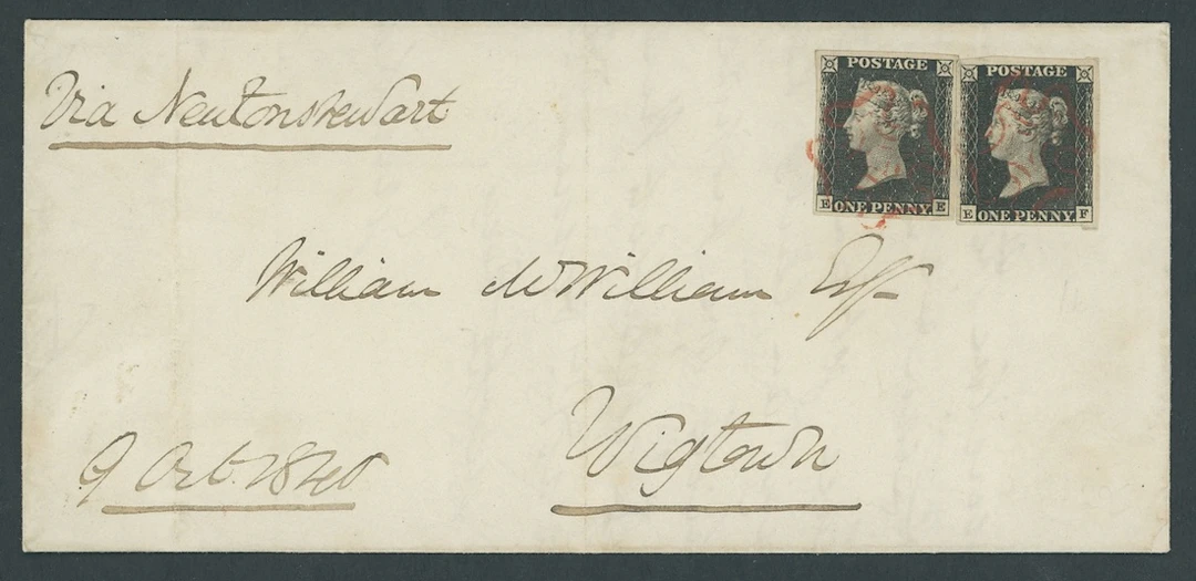 Great Britain 1840 One Penny Black Plate 1b EE and EF, both with margins