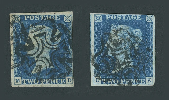 Great Britain 1840 Two Pence Blue Plate 1 MD, three large margins